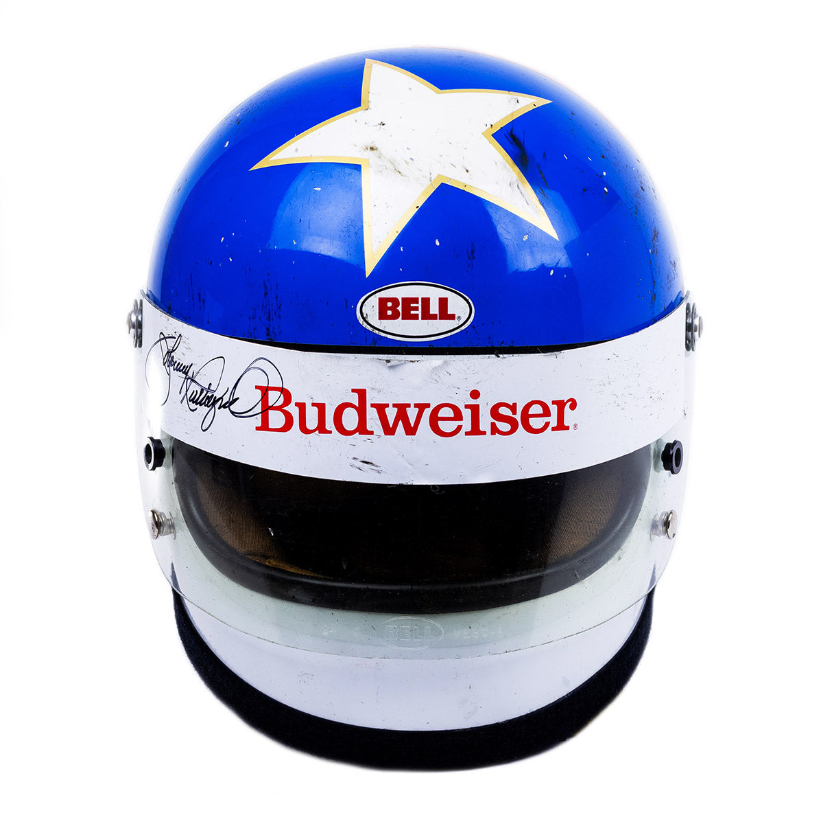 1979 Johnny Rutherford Signed Budweiser Race Used IndyCar Helmet