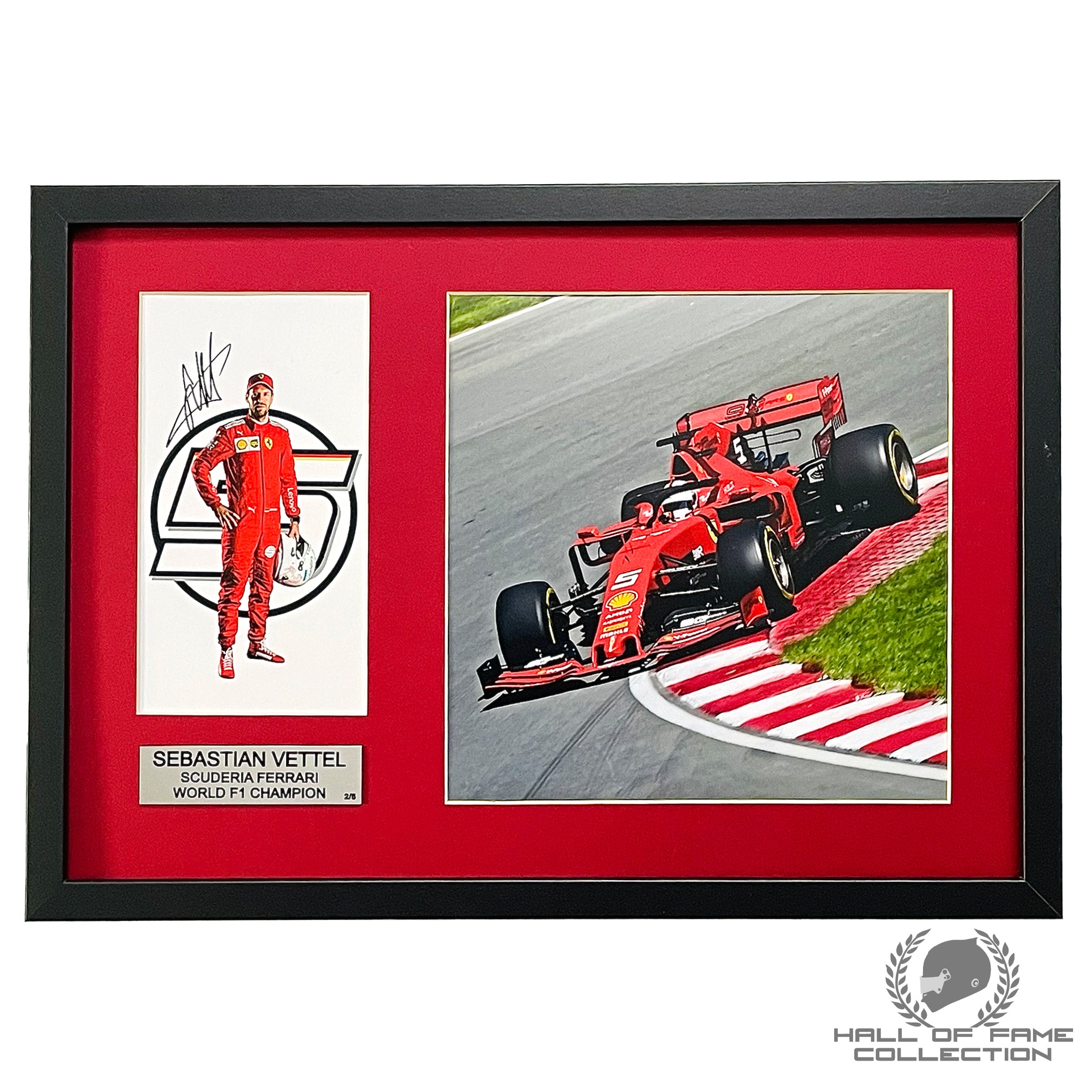 Sebastian Vettel Signed Scuderia Ferrari Framed Factory Card and Photo