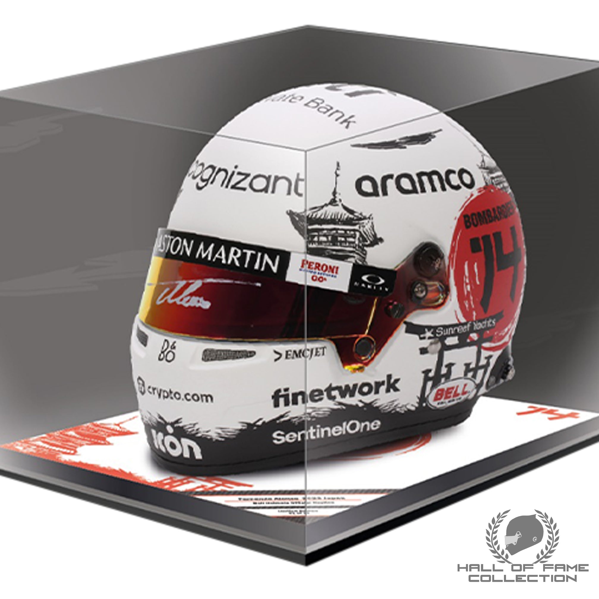 2023 Fernando Alonso Signed Official Bell Replica Japan Aston Martin F1 Helmet