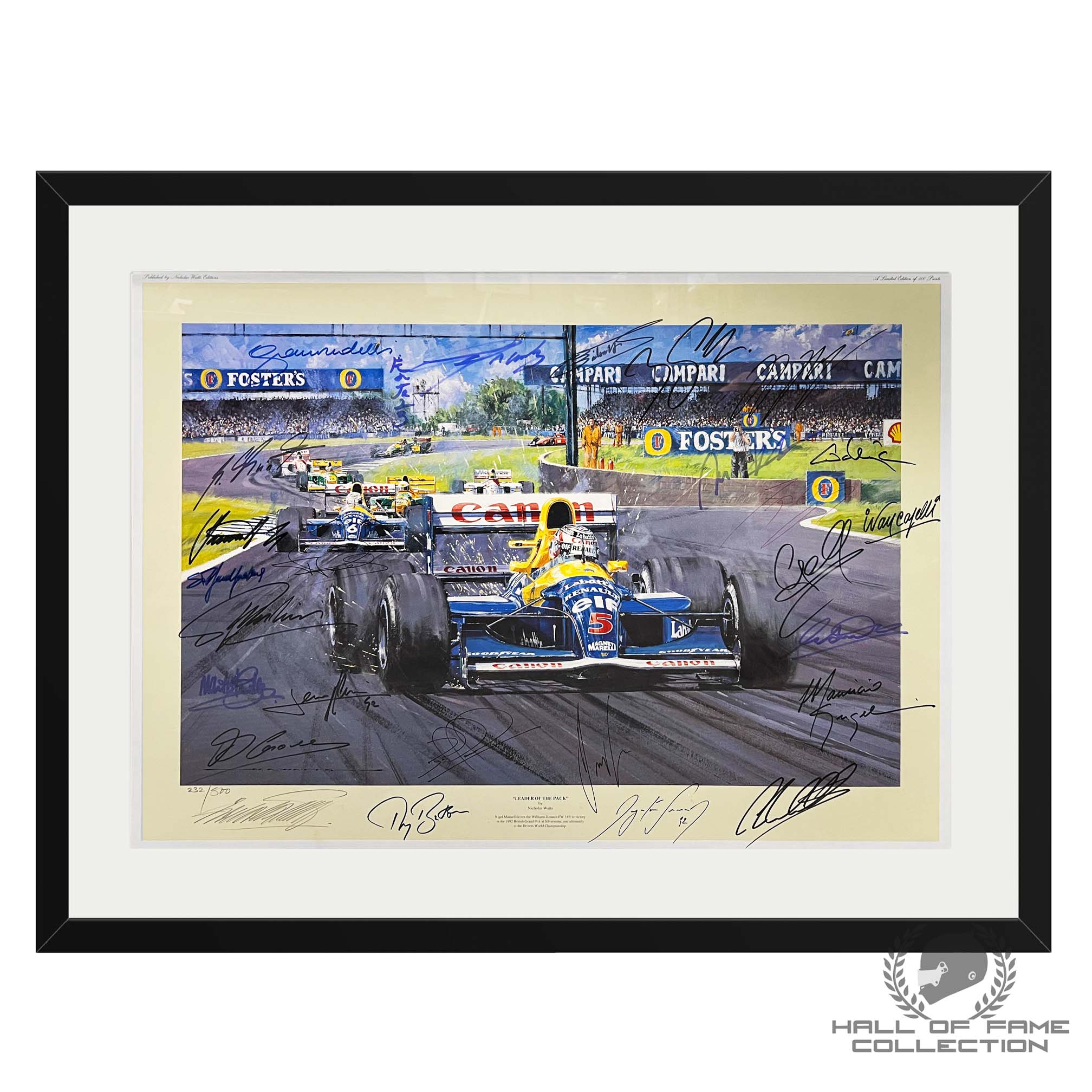 1992 Nigel Mansell "Leader of The Pack" Signed 26 Autographs Nicolas Watts Framed F1 Print