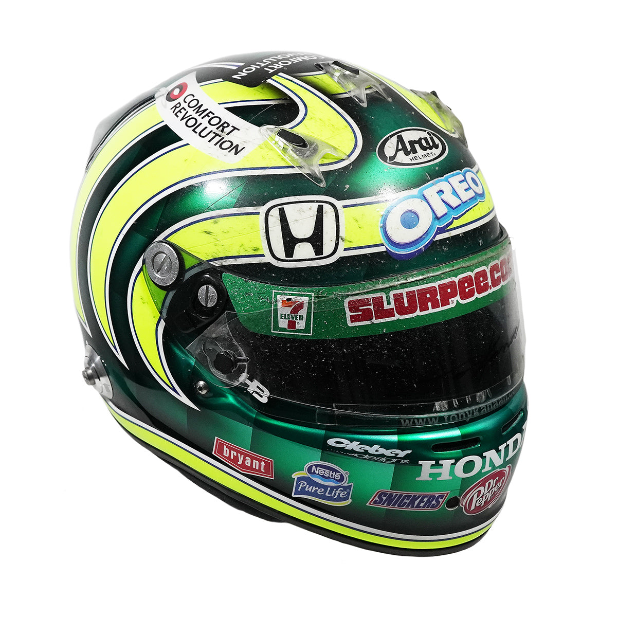 2010 Tony Kanaan Signed Race Used Andretti Green Racing IndyCar Helmet