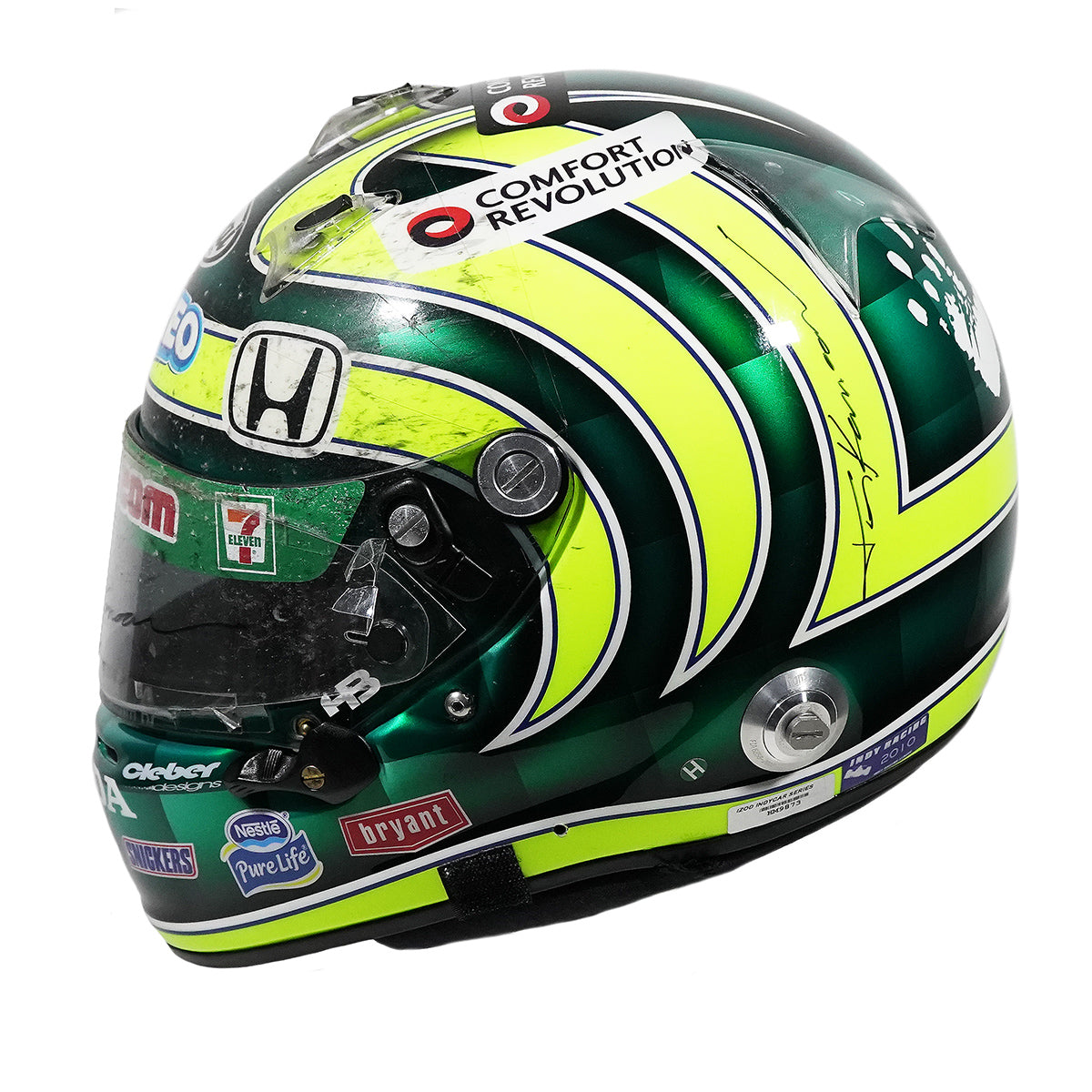 2010 Tony Kanaan Signed Race Used Andretti Green Racing IndyCar Helmet