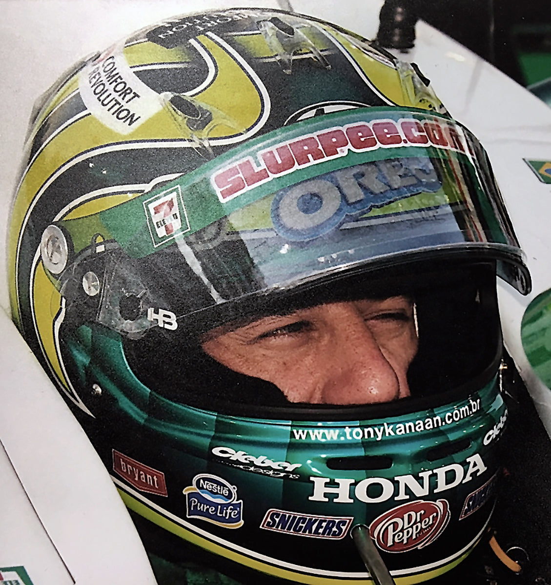 2010 Tony Kanaan Signed Race Used Andretti Green Racing IndyCar Helmet