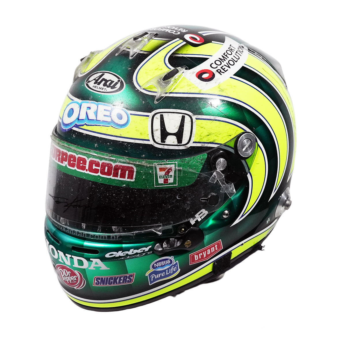 2010 Tony Kanaan Signed Race Used Andretti Green Racing IndyCar Helmet