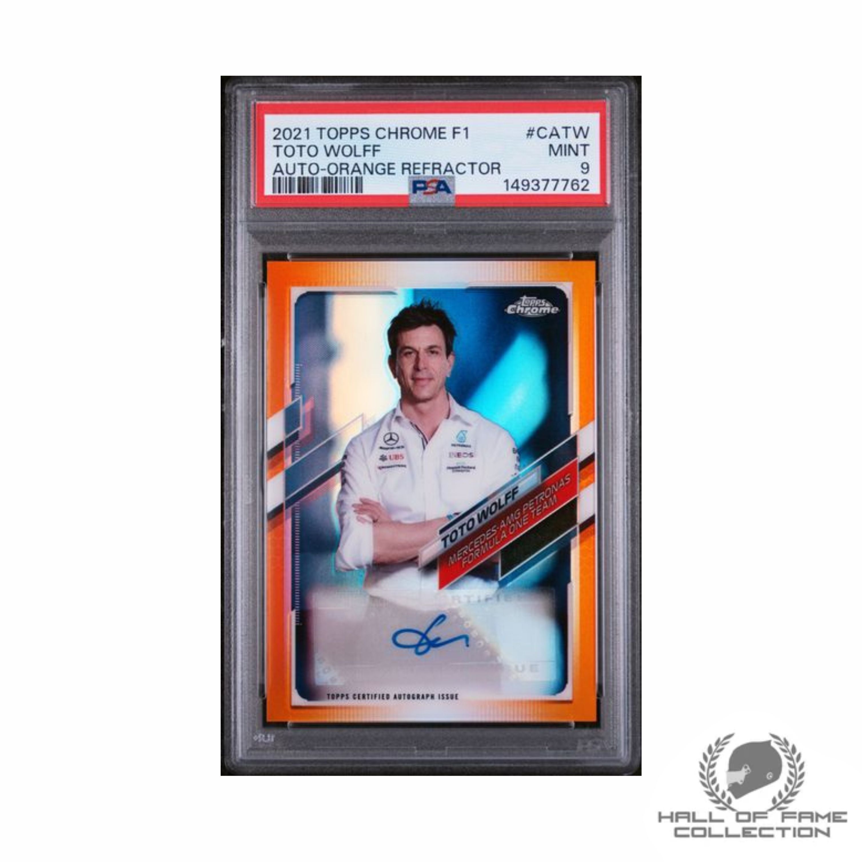 2021 TOPPS CHROME FORMULA 1 TOTO WOLFF AUTO-ORANGE REFRACTOR #CATW