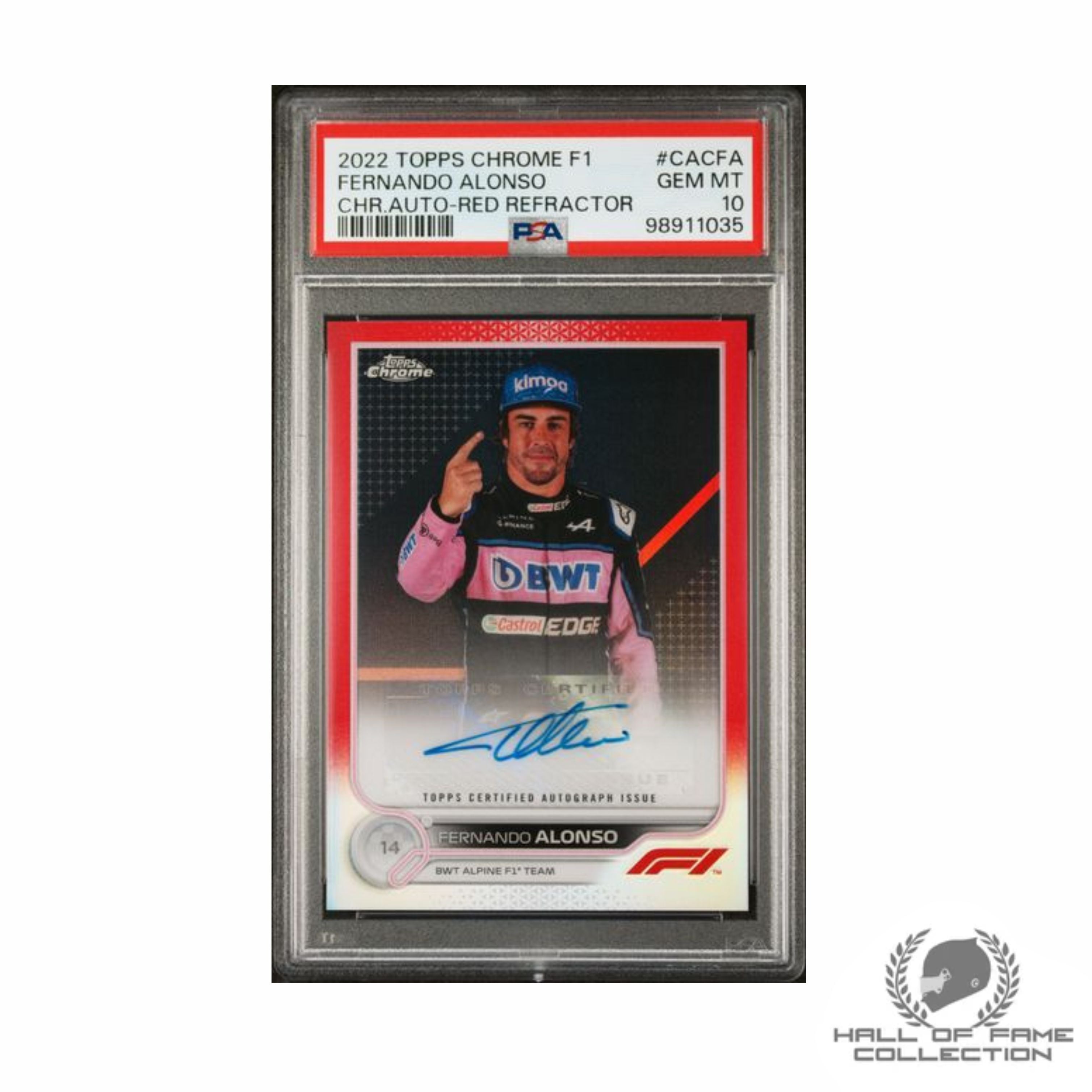 2022 TOPPS CHROME FORMULA 1 CHROME AUTOGRAPHS #CACFA FERNANDO ALONSO CHR.AUTO-RED REFRACTOR