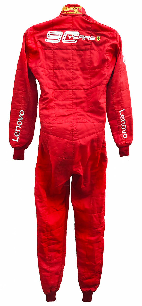 2019 Sebastian Vettel Signed Race Used '90 Years' Scuderia Ferrari F1 Suit