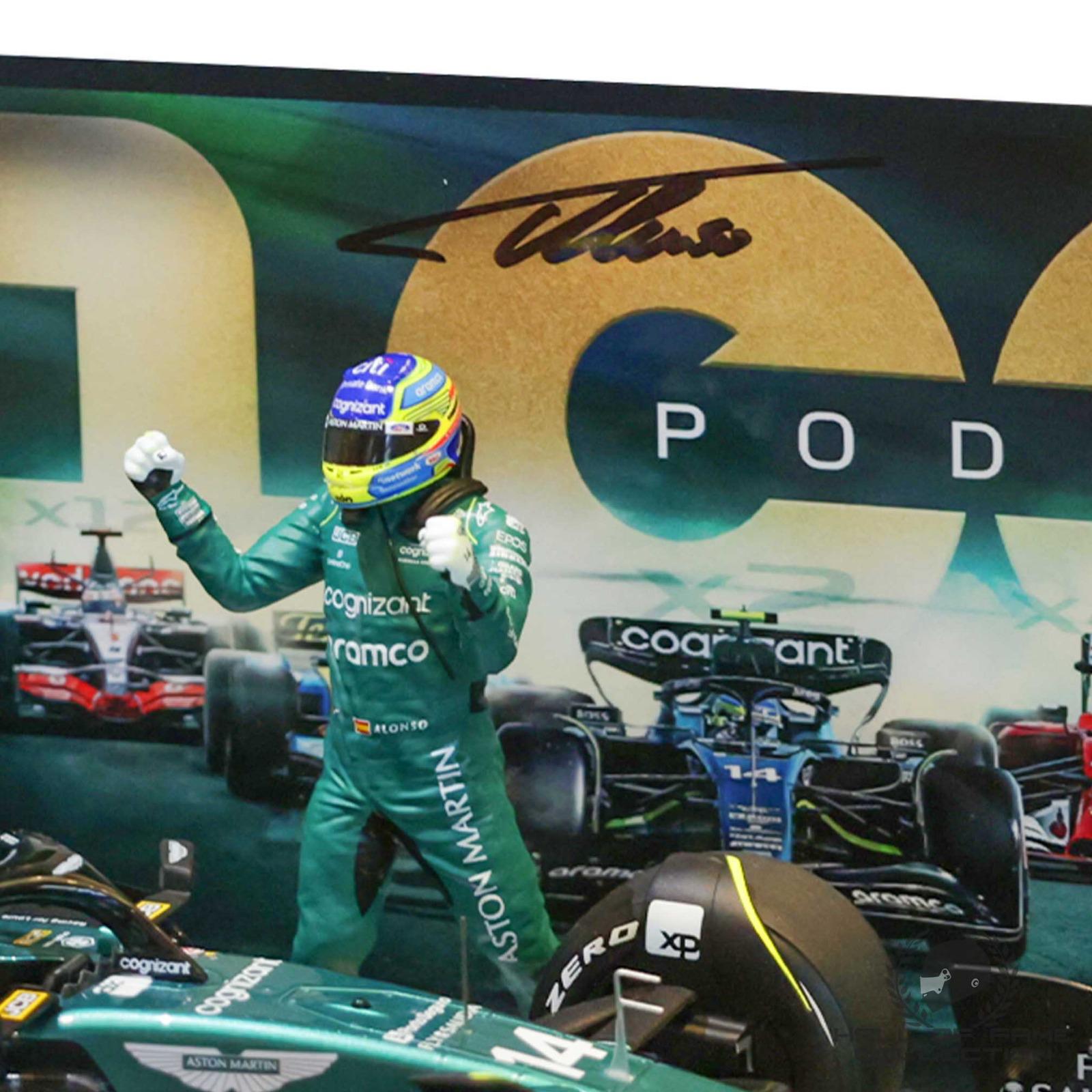 2023 Fernando Alonso Signed Saudi Arabian GP 100th Career Podium Aston Martin 1:18 F1 Model Car