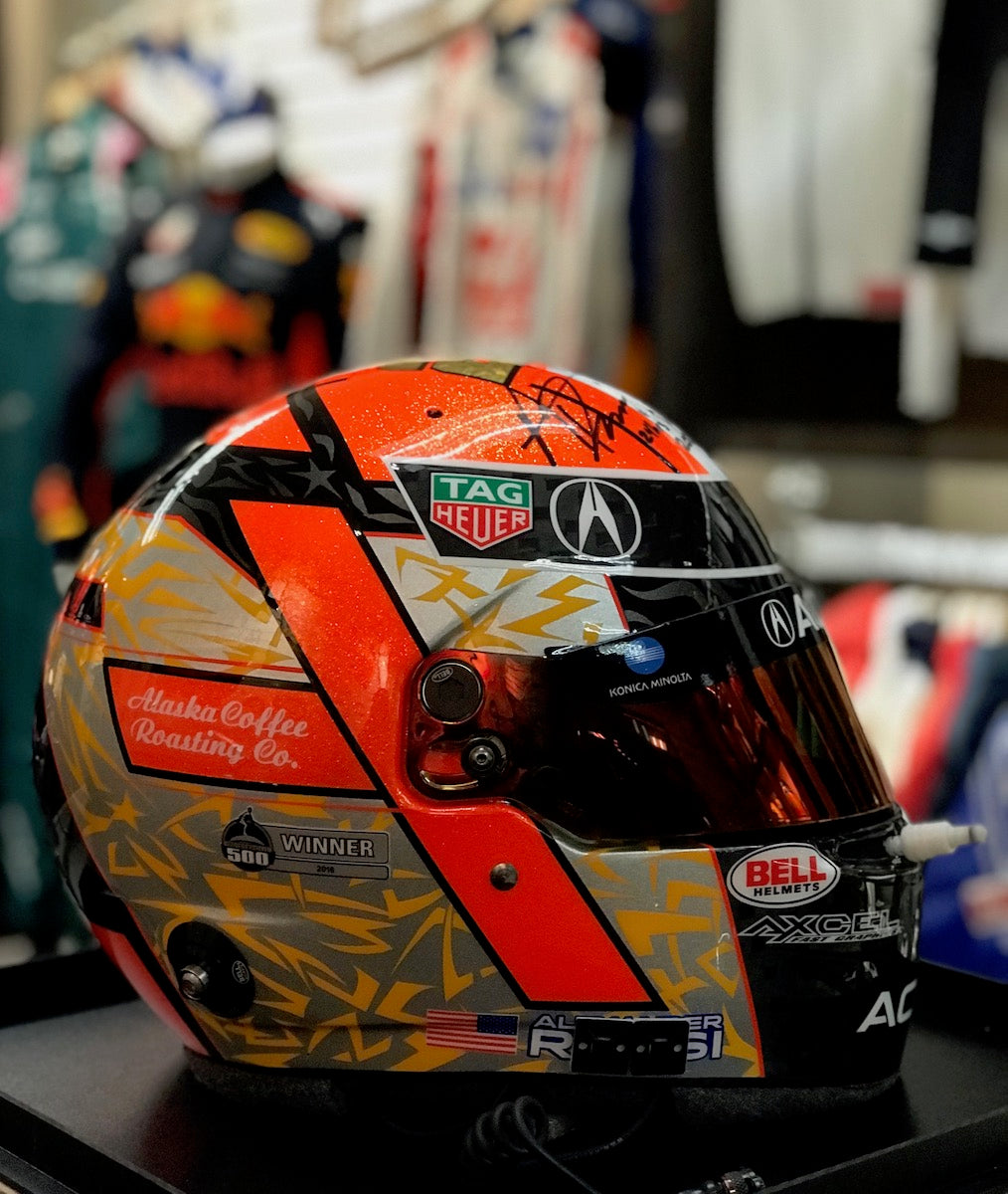 F1 ペドロ・デ・ラ・ロサ 2000年 オレンジアロウズ ヘルメット ピンバッジ 2022 Alexander Rossi Signed Rolex 24hr Used Wayne Taylor Racing IMSA H