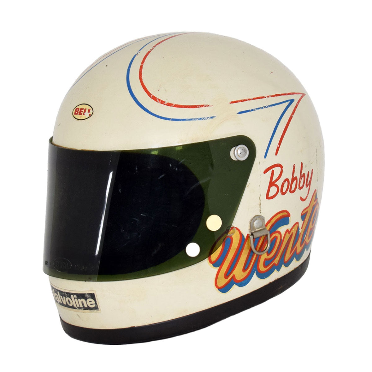 1970's Bobby Wente Signed Race Used Bell Star USAC Midget Helmet