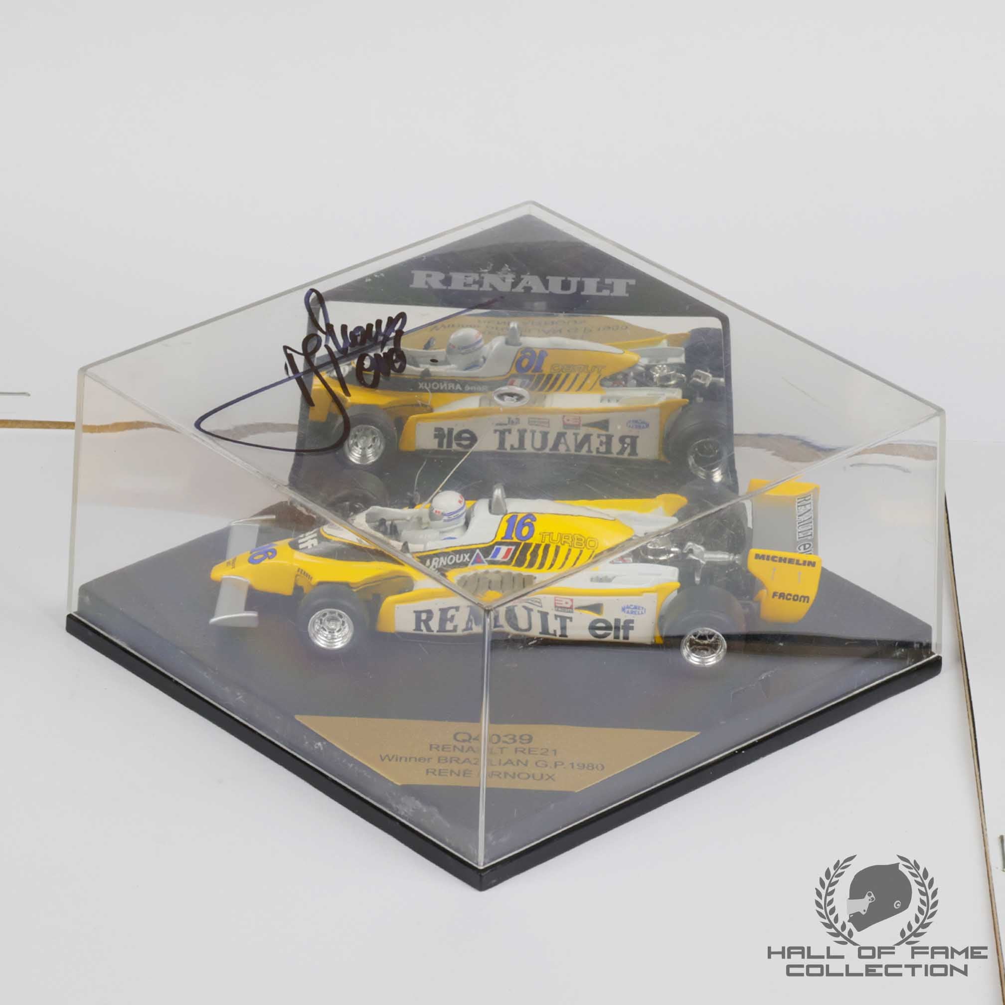 1980 Rene Arnoux Signed Brazilian GP Renault RE21 Quartzo 1:43 F1 Model