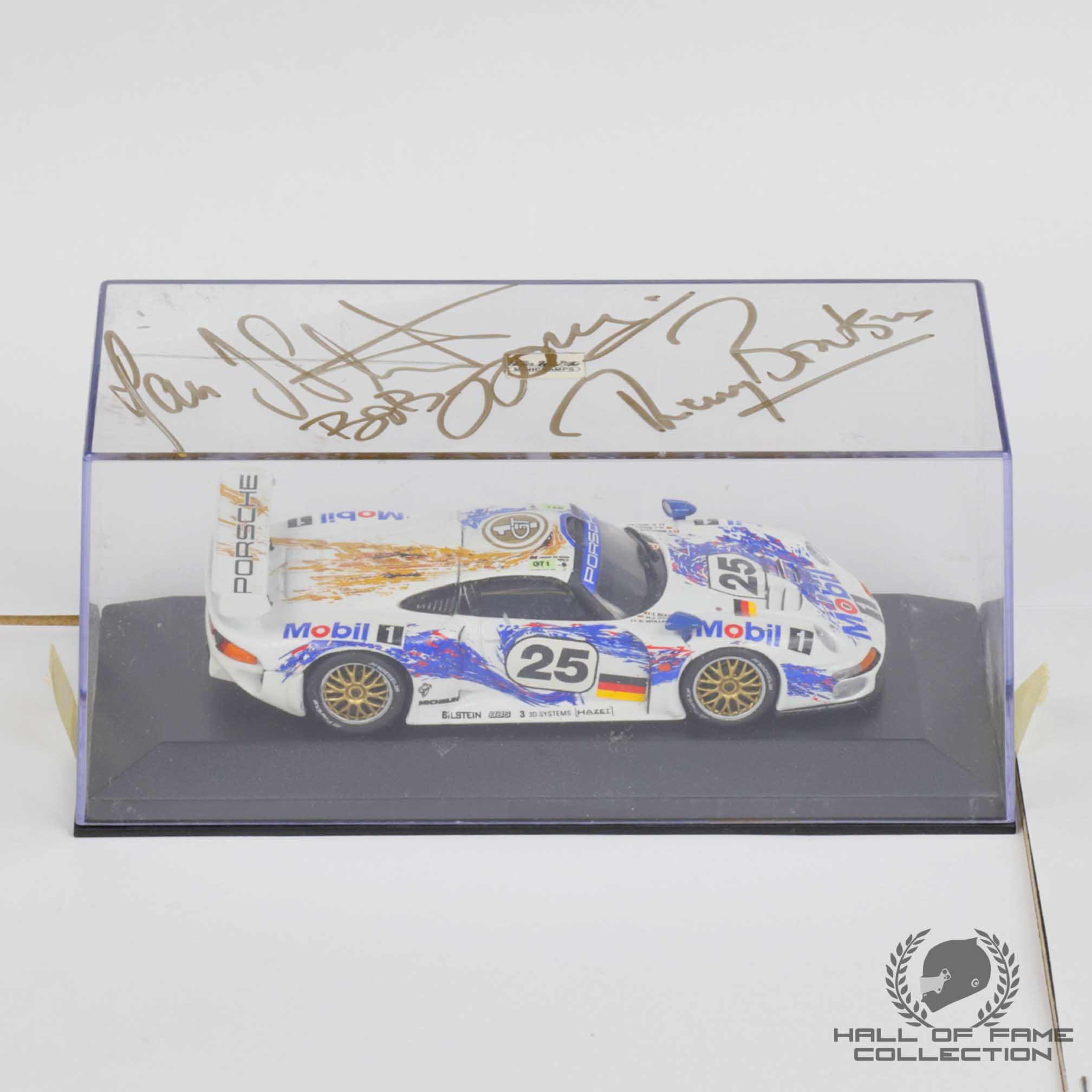 1996 Hans-Joachim Stuck, Bob Wollek, Thierry Boutsen ARD Signed  1/43 Minichamps Porsche 911 LeMans #25
