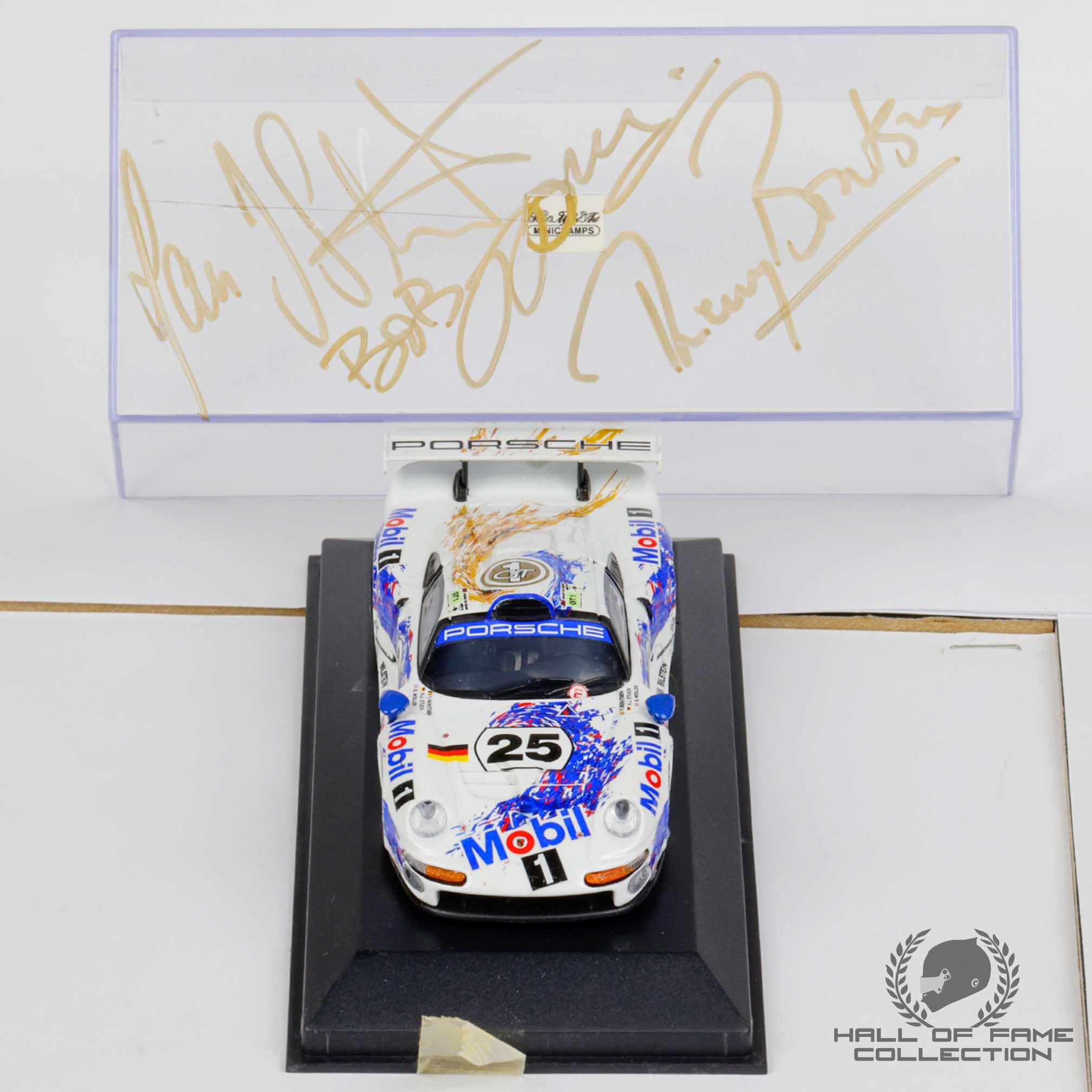 1996 Hans-Joachim Stuck, Bob Wollek, Thierry Boutsen ARD Signed  1/43 Minichamps Porsche 911 LeMans #25