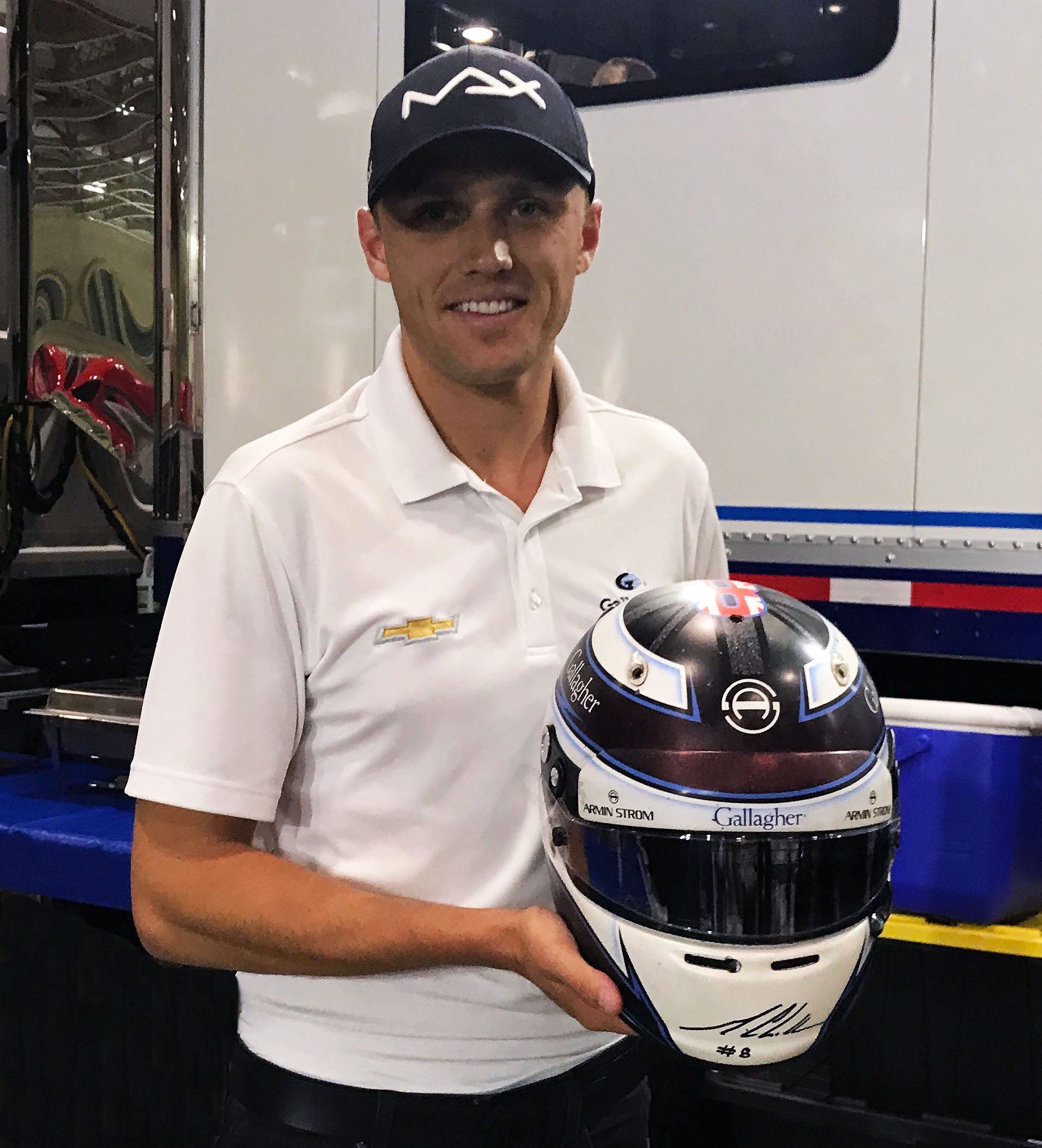 2017/18 Max Chilton Signed Race Used IndyCar Helmet