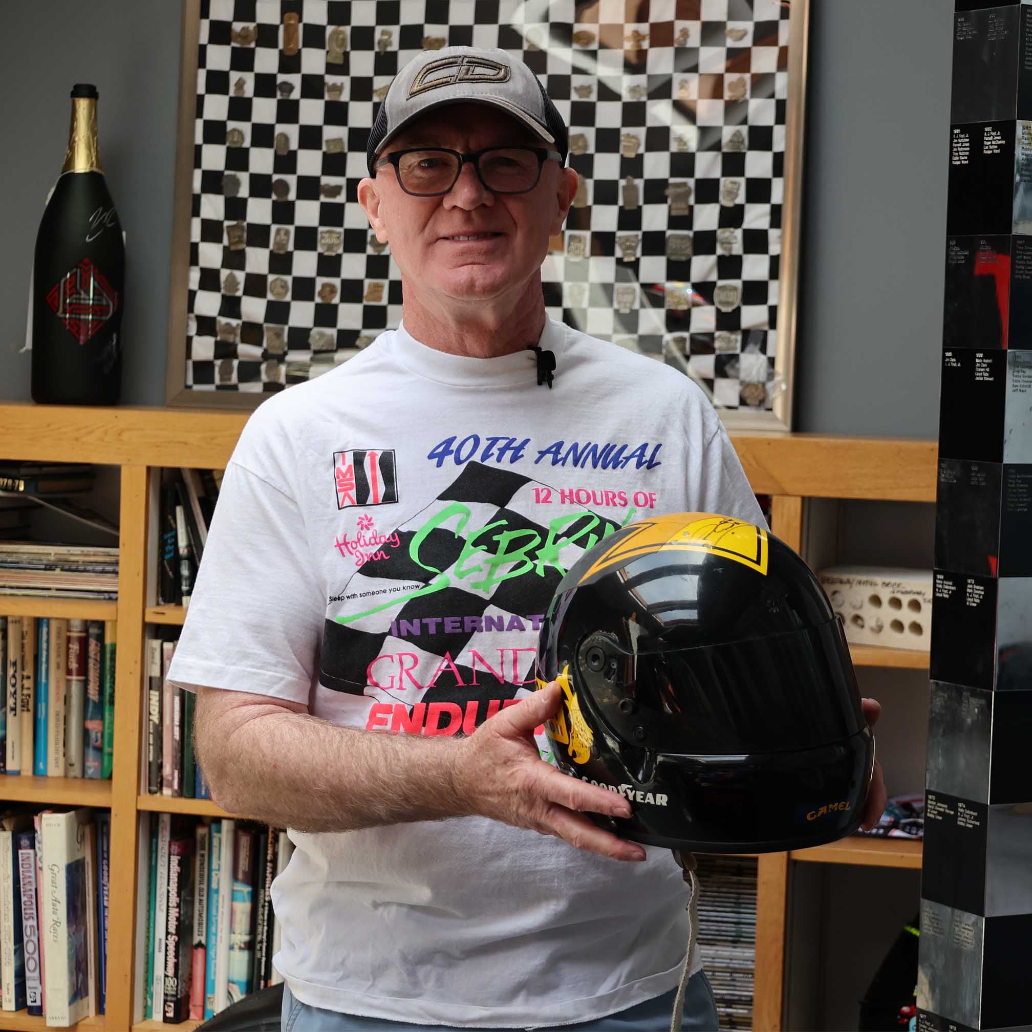 1989 Derek Daly Signed Race Used Indycar + Jaguar Daytona 24hr Bell XFM1 Helmet