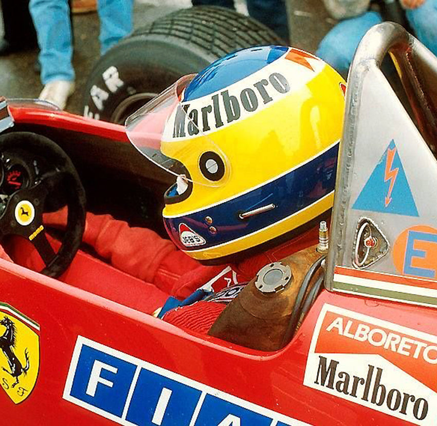 1987 Michele Alboreto, race used Ferrari helmet