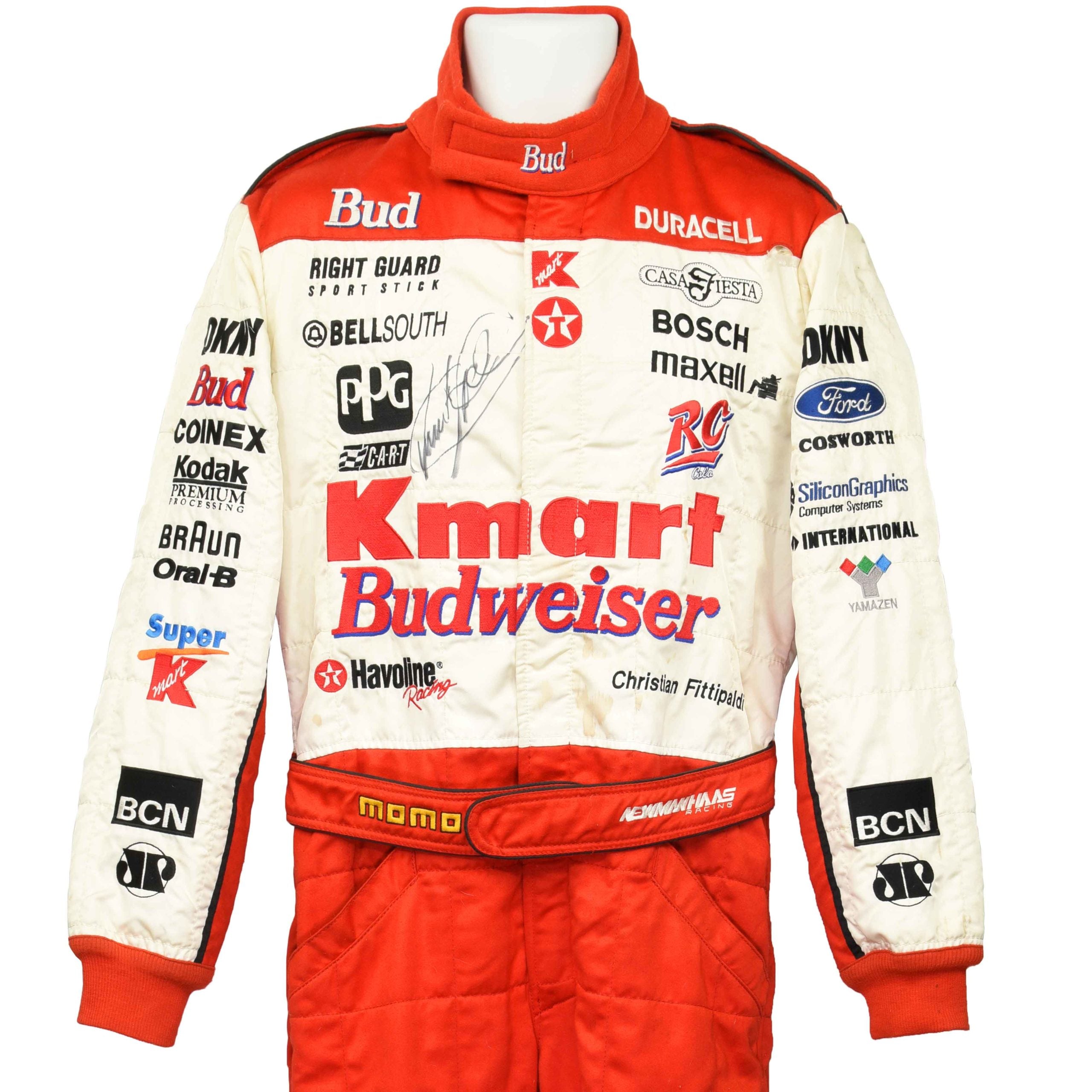 1997 Christian Fittipaldi Signed Race Used Newman-Haas Momo IndyCar Suit