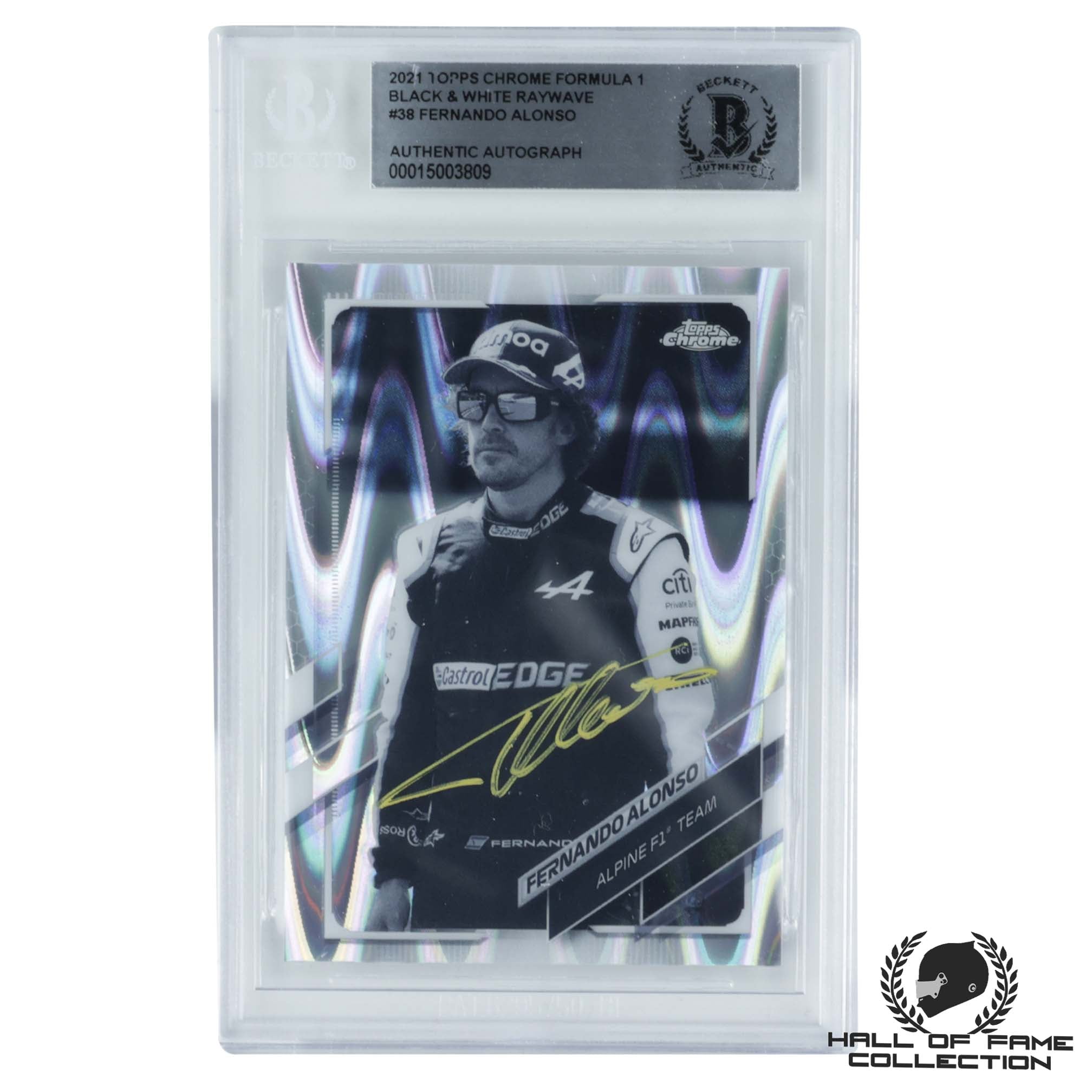 2021 Topps Chrome Formula 1 Black & White Raywave #38 Fernando Alonso Authentic Autograph