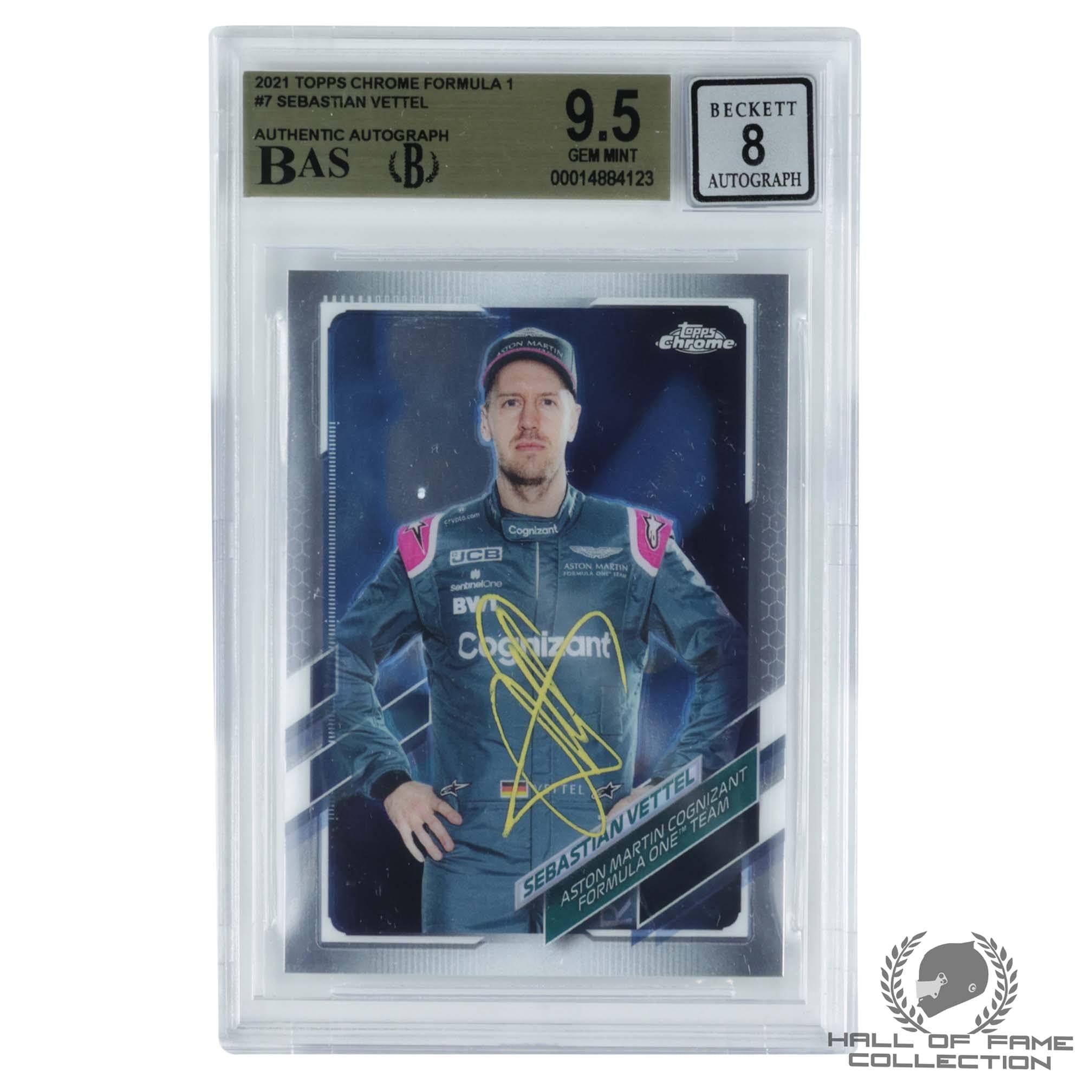 2021 Topps Chrome Formula 1 #7 Sebastian Vettel Authentic Autograph 9.5