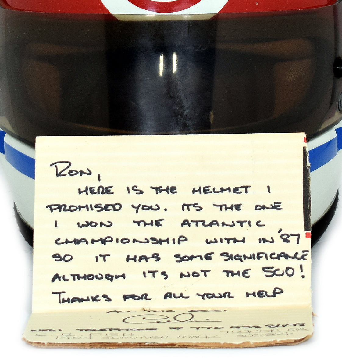 1987 Calvin Fish Formula Atlantic Champion Race Used Helmet