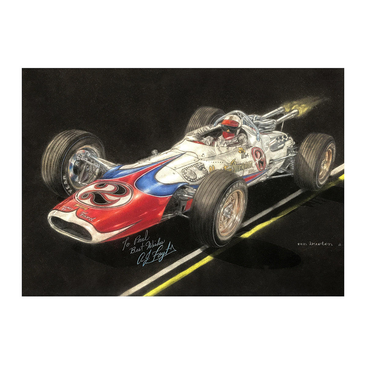 1966 A.J. Foyt Sheraton-Thompson Lotus Indy 500 Ron Burton Original Artwork