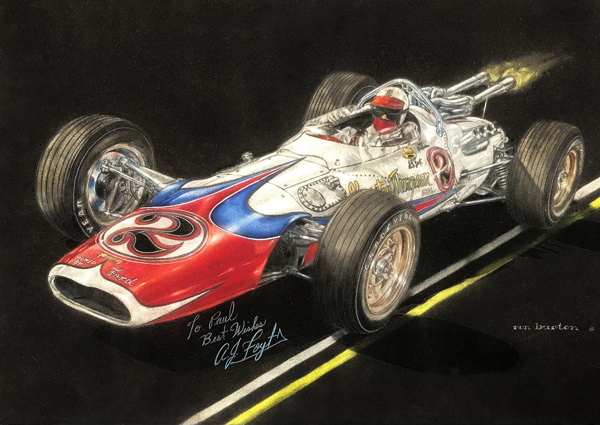 1966 A.J. Foyt Sheraton-Thompson Lotus Indy 500 Ron Burton Original Artwork