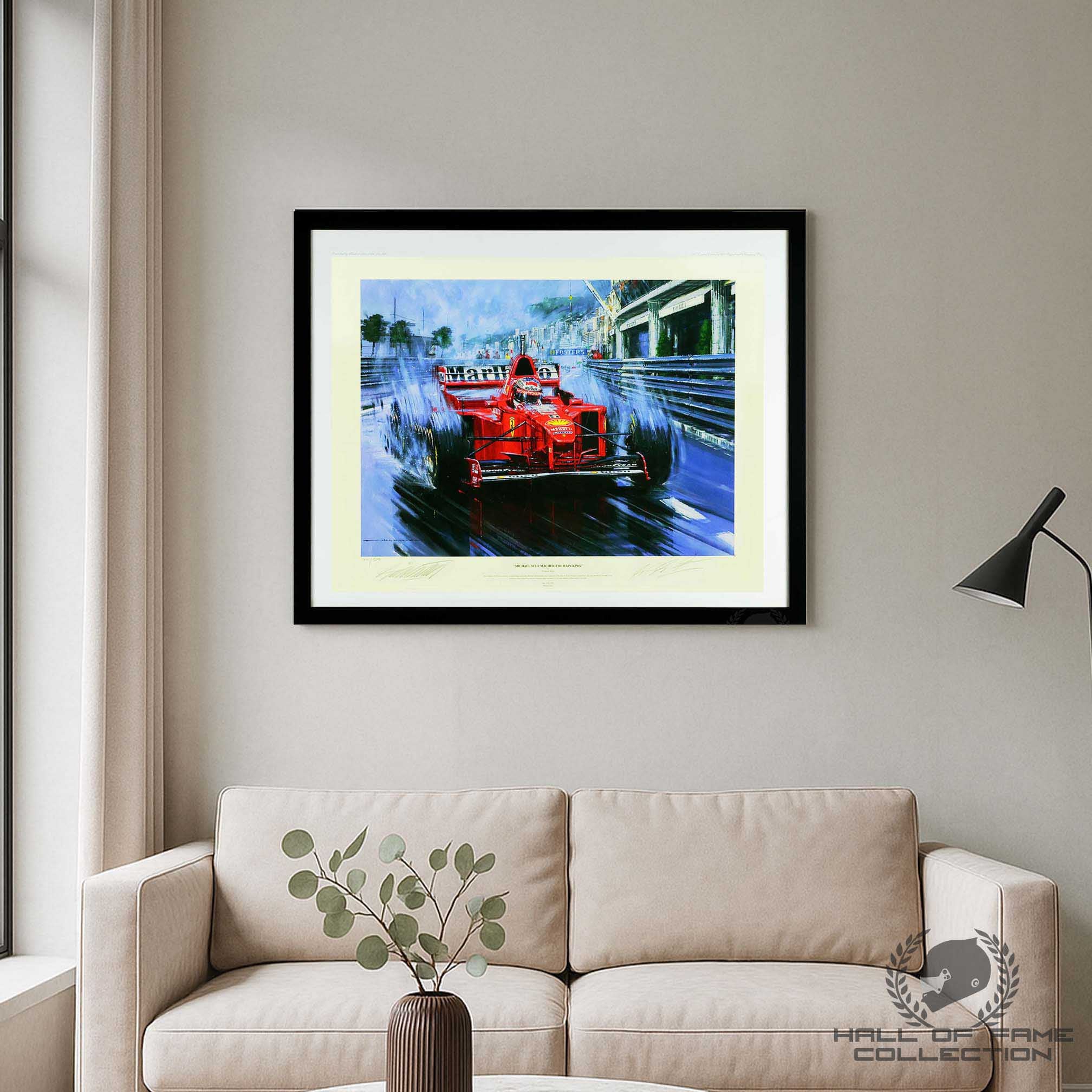Michael Schumacher Signed 'Rain King' Framed Scuderia Ferrari F1 Print