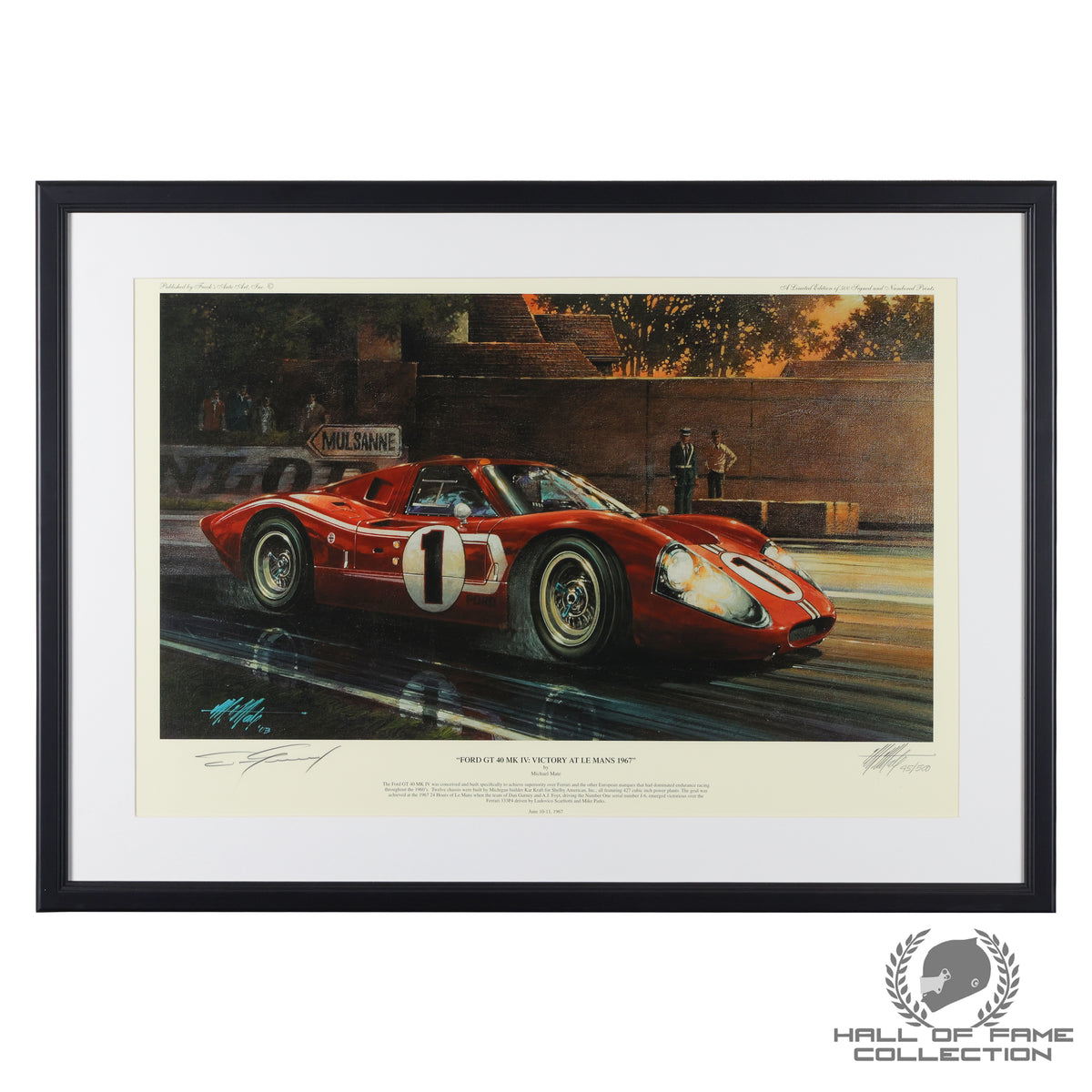 1967 Dan Gurney Signed Victory at Le Mans Framed F1 Print