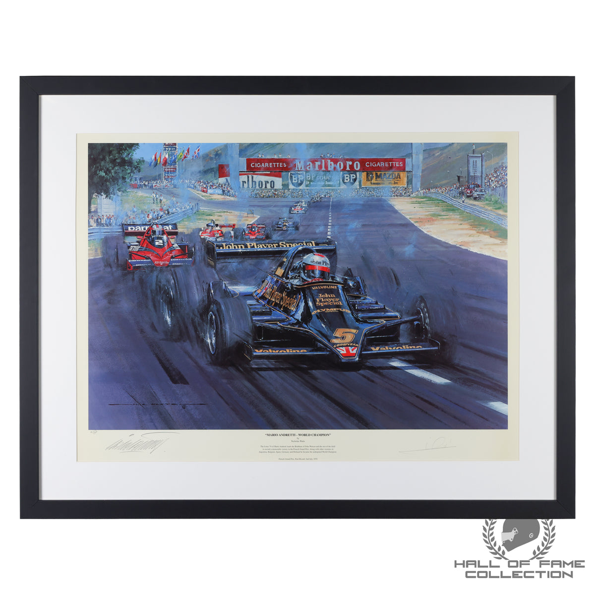 1978 Mario Andretti Signed World Champion Framed F1 Print