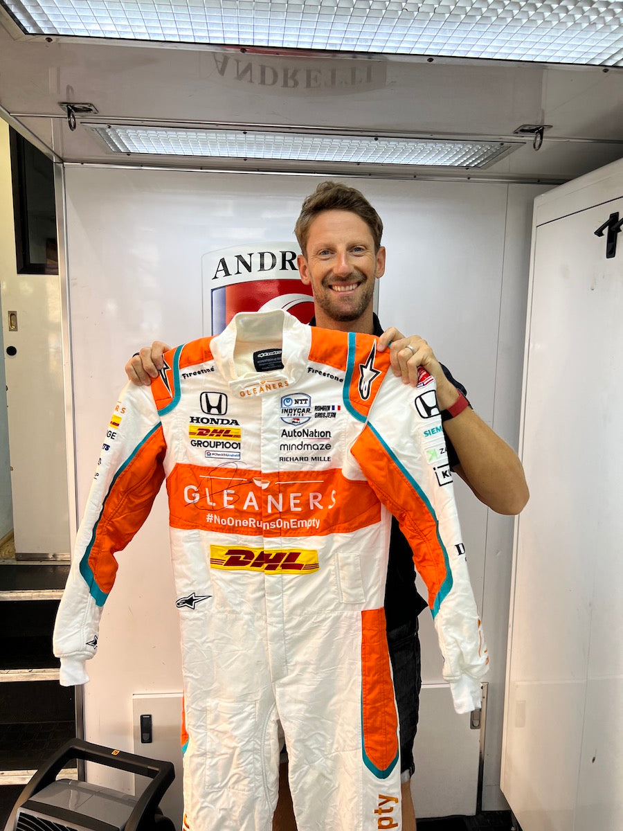 2022 Romain Grosjean Signed GP of Indianapolis Race Used Andretti Autosport IndyCar Suit