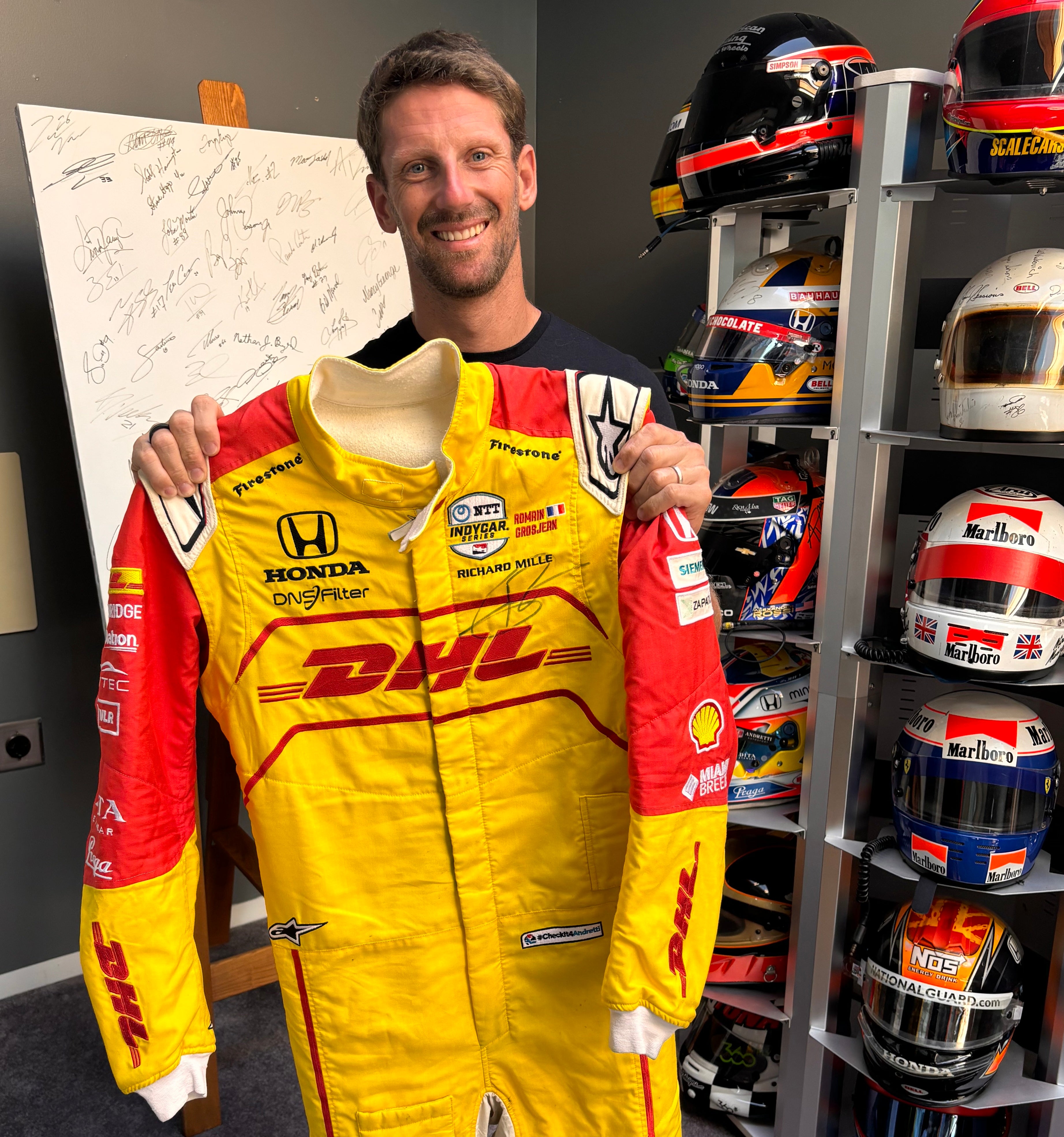 2023 Romain Grosjean Signed Race Used Andretti Autosports IndyCar Suit