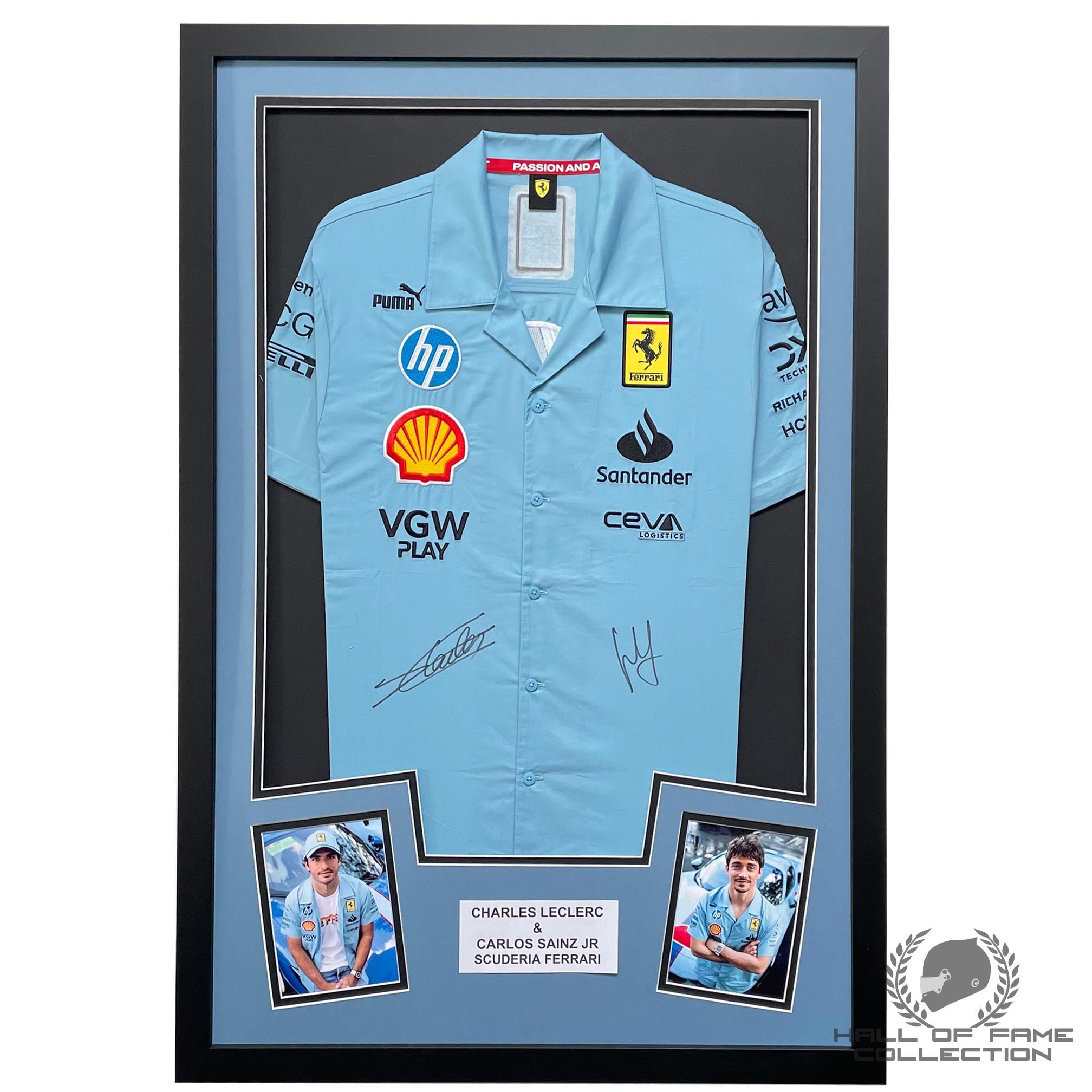 2024 Charles Leclerc Carlos Sainz Signed Framed Miami GP Ferrari Driver Issued F1 Team