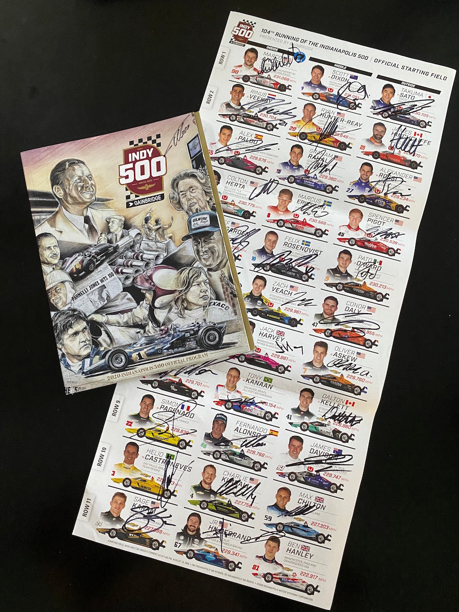 2020 Rare Indianapolis 500 Program With Insert Signed By All 33 Drivers Including Winner Sato