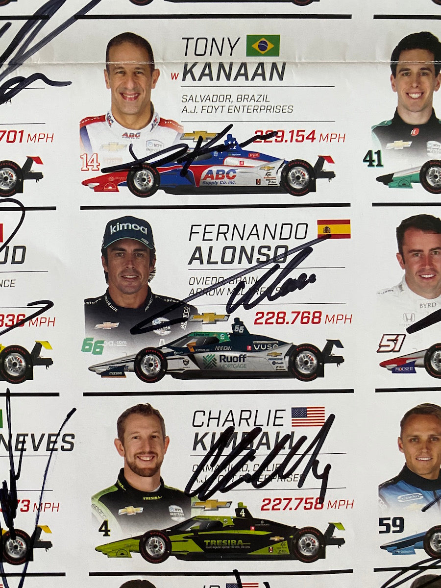 2020 Rare Indianapolis 500 Program With Insert Signed By All 33 Drivers Including Winner Sato