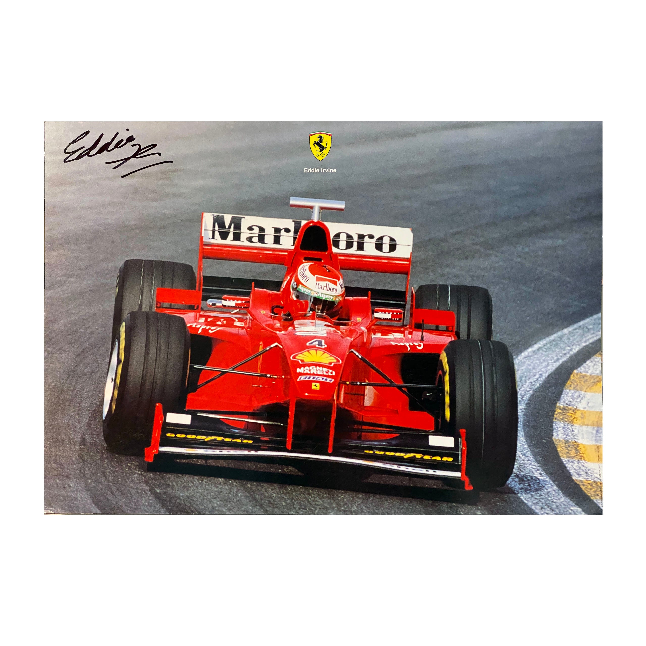 1998 Eddie Irvine Signed Official Factory Scuderia Ferrari Poster