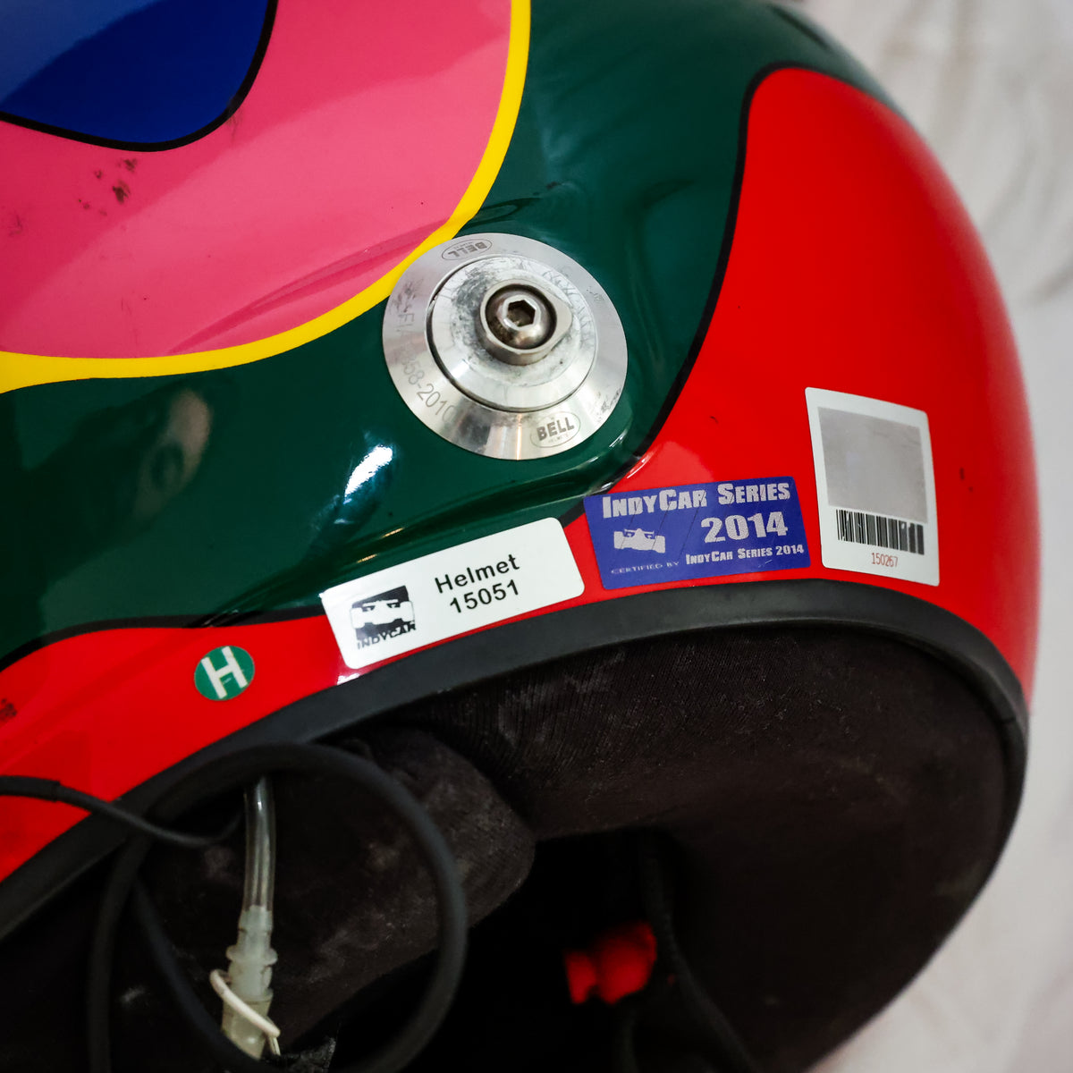 2014 Jacques Villeneuve Signed Indy 500 Practice Used Schmidt Peterson Motorsports IndyCar Helmet