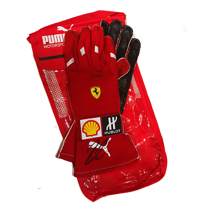 2018 Kimi Räikkönen Signed Race Used Ferrari F1 Gloves And Factory Card