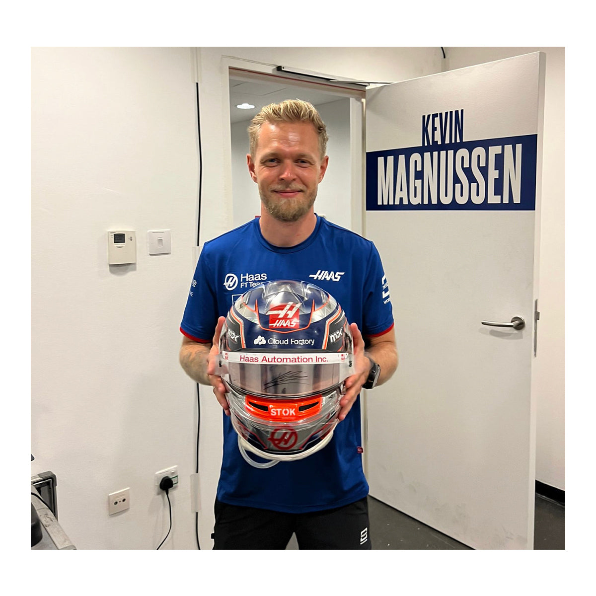 2022 Kevin Magnussen Signed Abu Dhabi GP Race Used Haas F1 Helmet