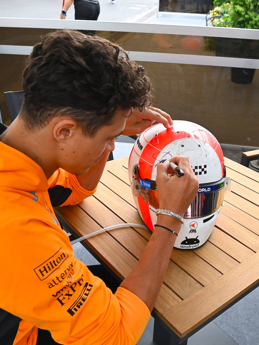 2023 Lando Norris Signed Monaco & Spanish GP Used McLaren F1 Helmet