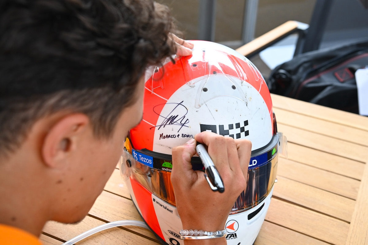 2023 Lando Norris Signed Monaco & Spanish GP Used McLaren F1 Helmet