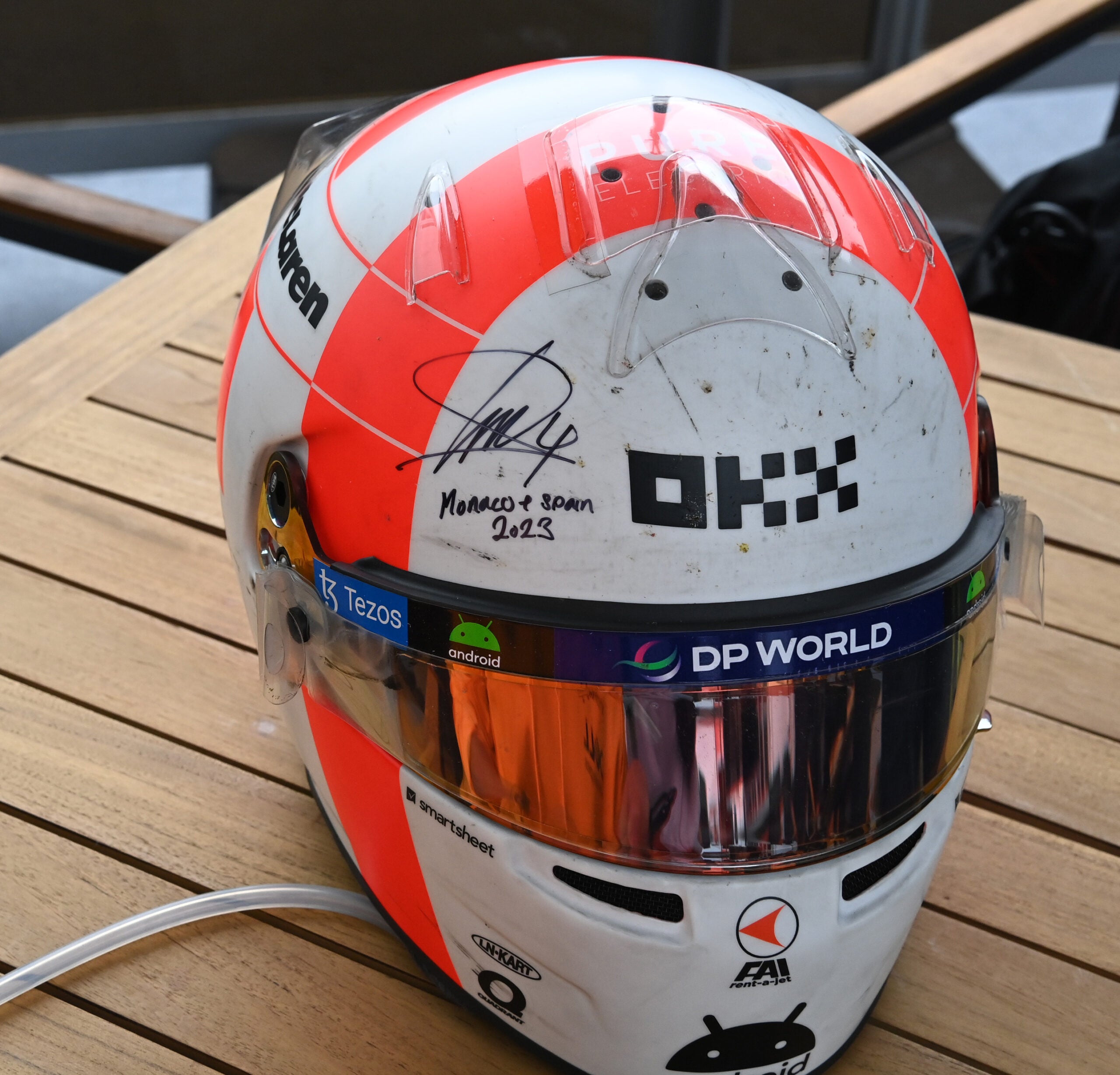 2023 Lando Norris Signed Monaco & Spanish GP Used McLaren F1 Helmet