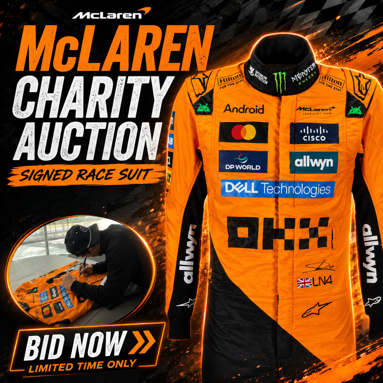2025 Lando Norris Signed World Champion Season Used McLaren F1 Suit