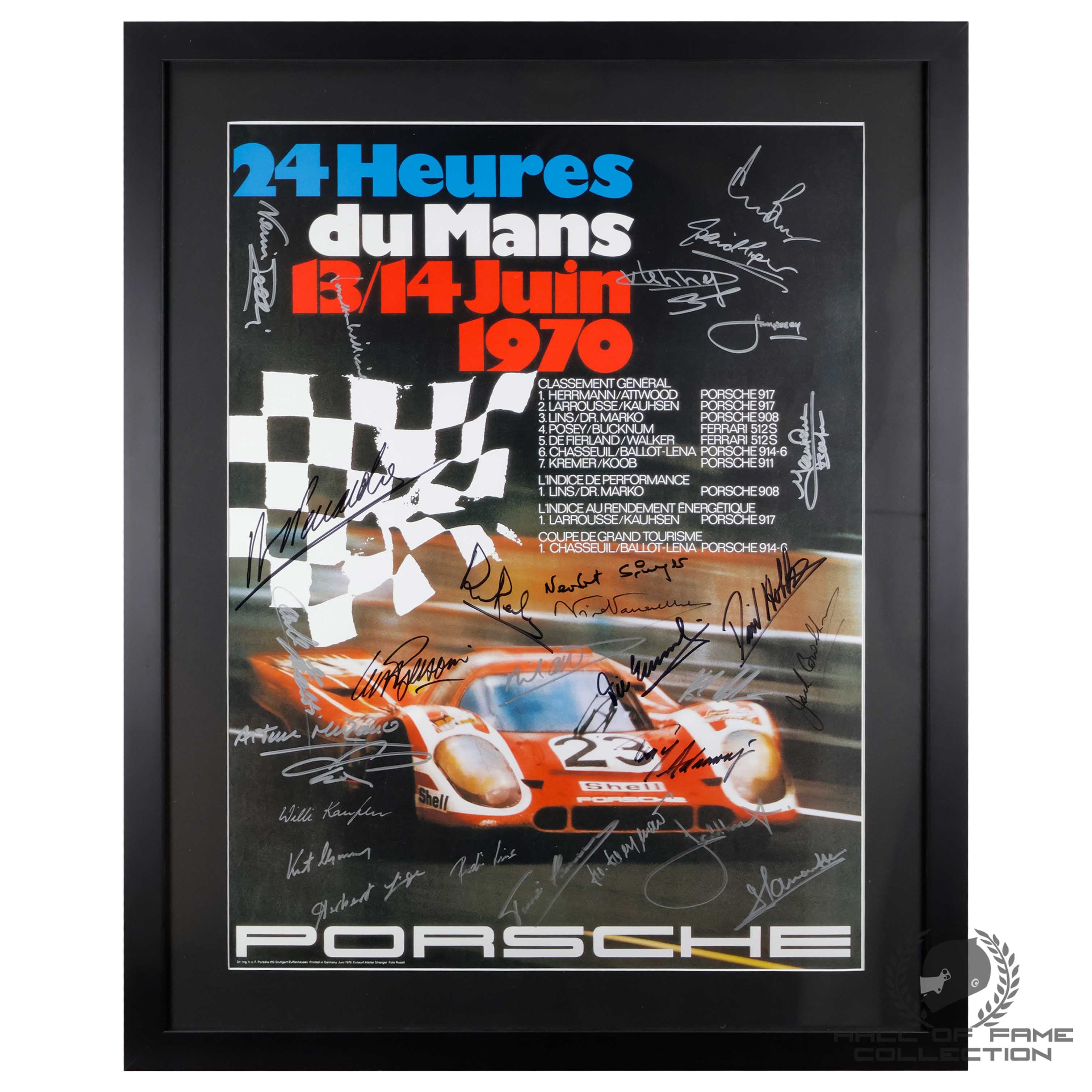 1970 Multi Signed '24 Herures Du Mans' Le Mans Sportscar Print