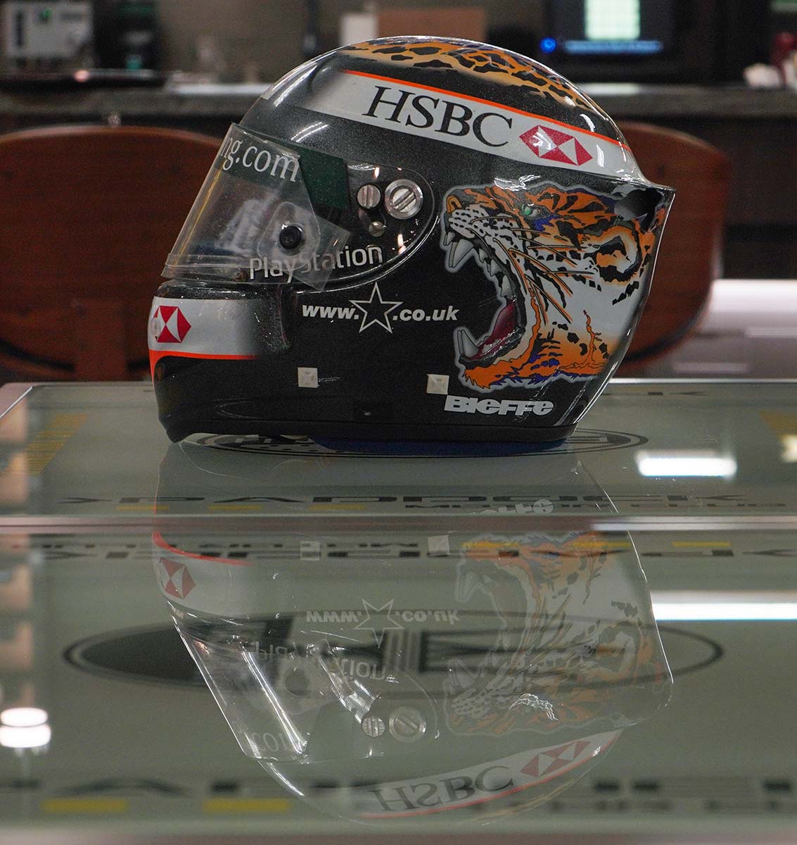 2001 Eddie Irvine Signed United States G.P. Jaguar F1 Race Used Helmet