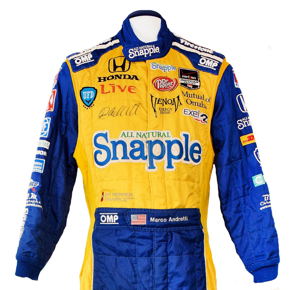 2014 Marco Andretti Signed Snapple Race Used IndyCar Suit