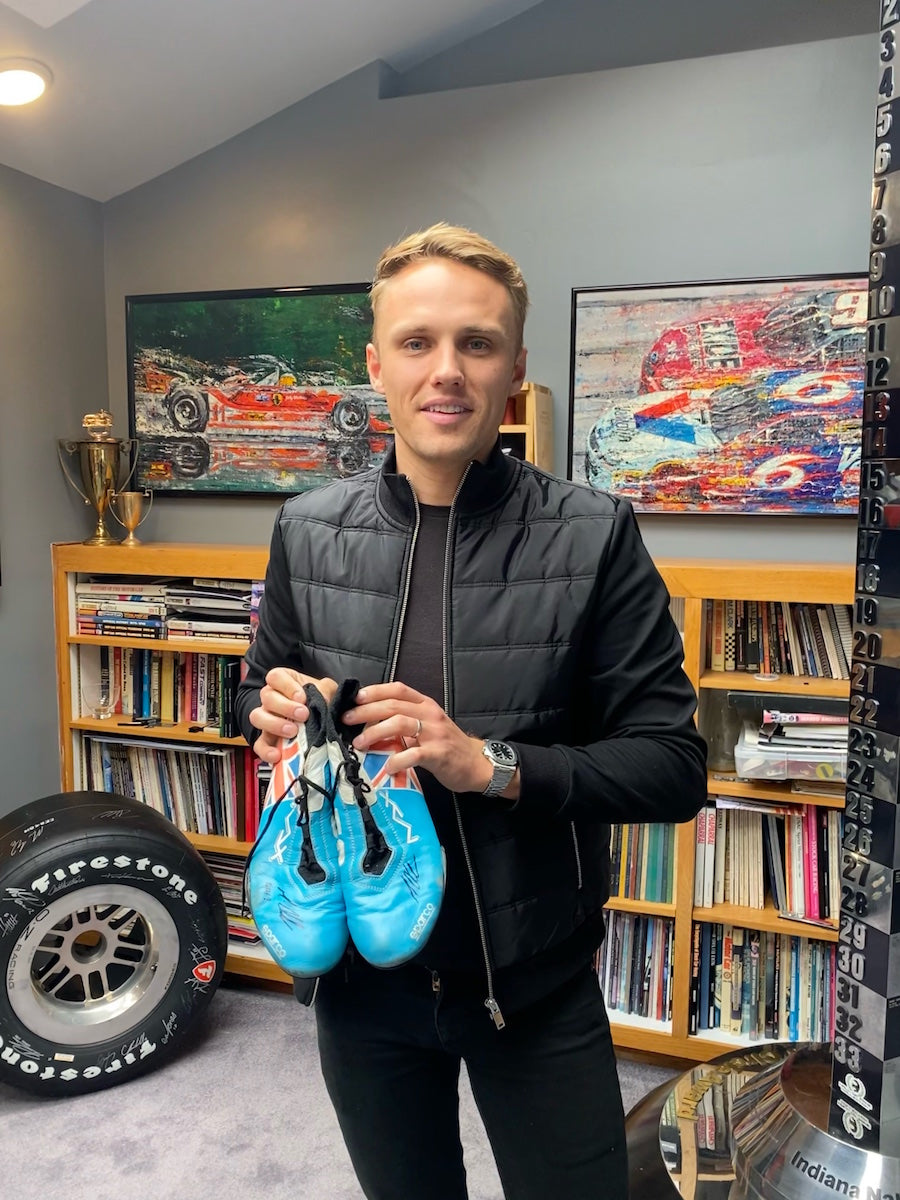 2019 Max Chilton Signed Race Used St Pete / Texas / Toronto Carlin Racing IndyCar Boots