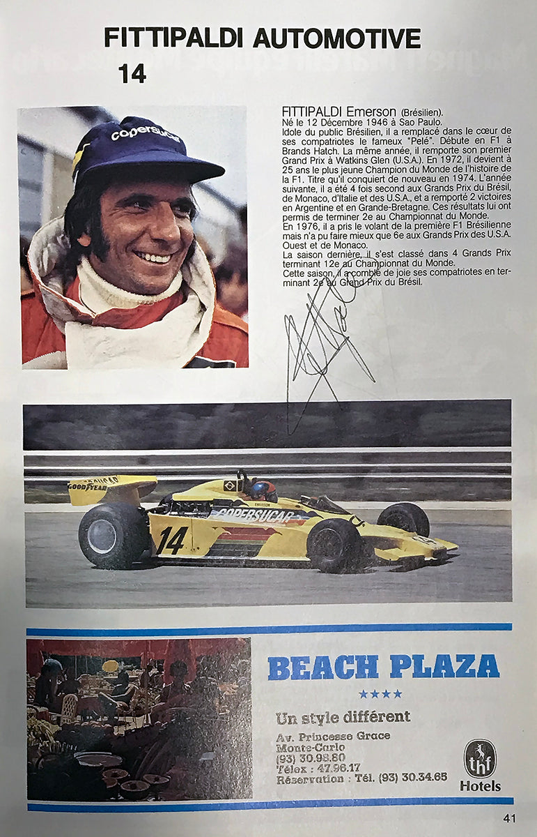 1978 Multi Signed Depailler/Peterson/Villeneuve Monaco Grand Prix Official Program