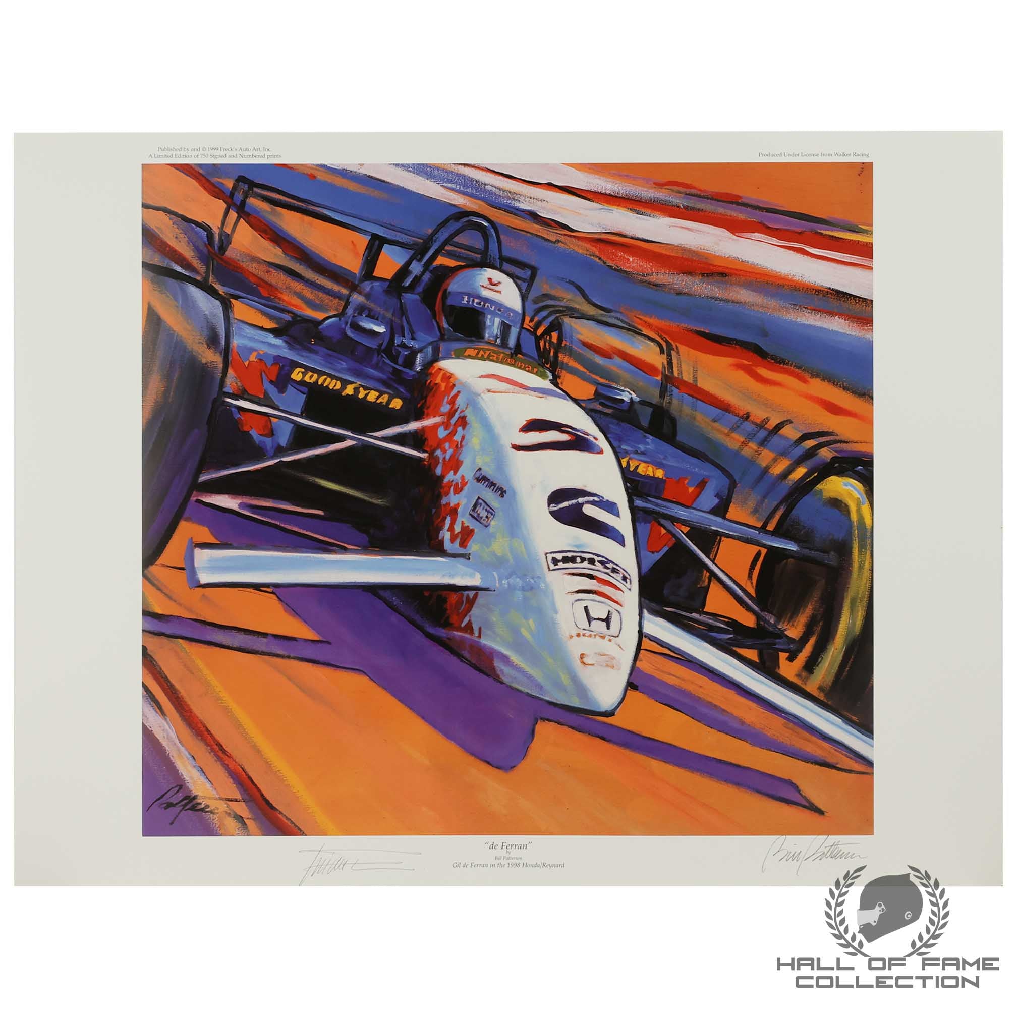 1998 Gil de Ferran Signed By Bill Patterson "de Ferran" 25x19" Print