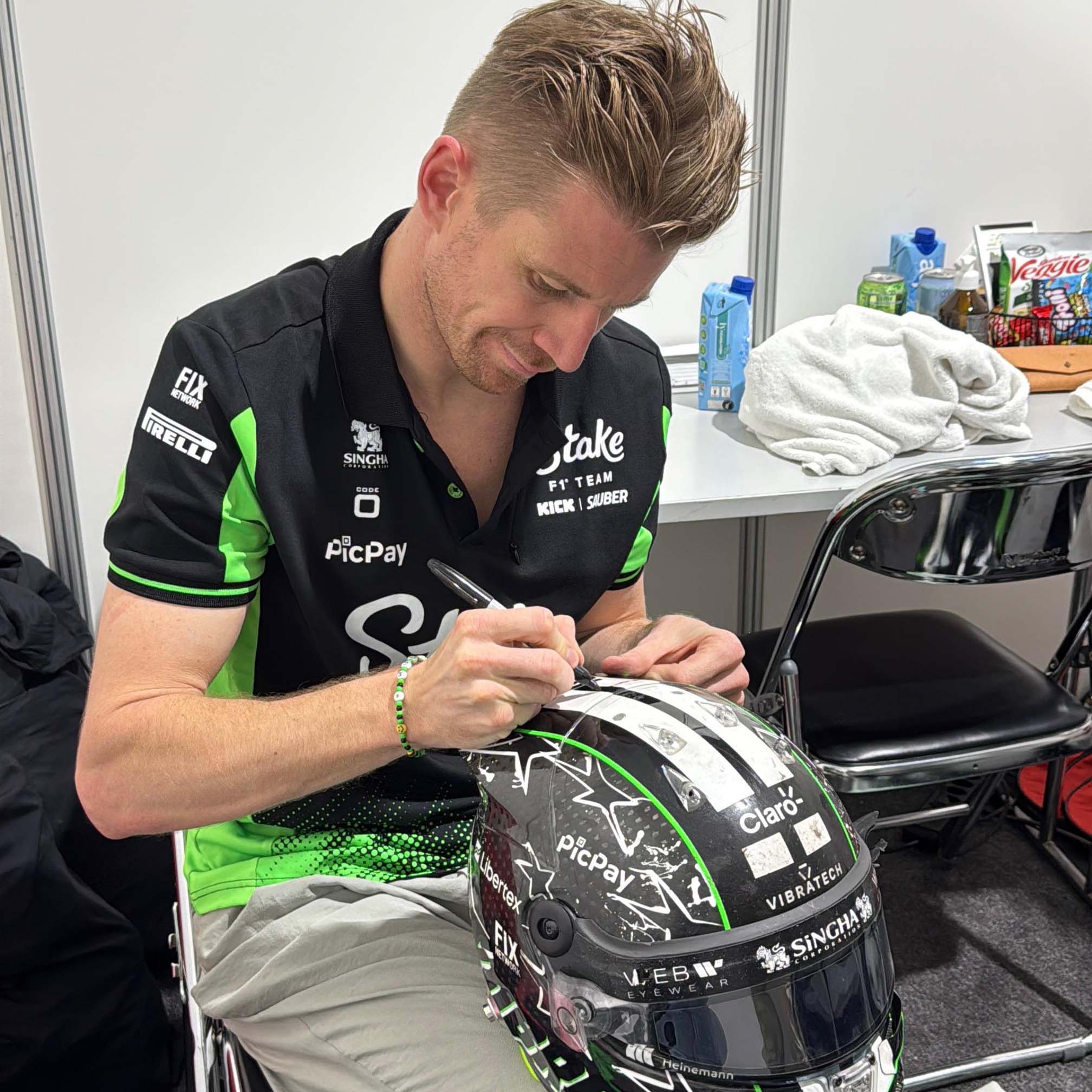 2025 Nico Hülkenberg Signed Used Stake TeamKick Sauber F1 Helmet