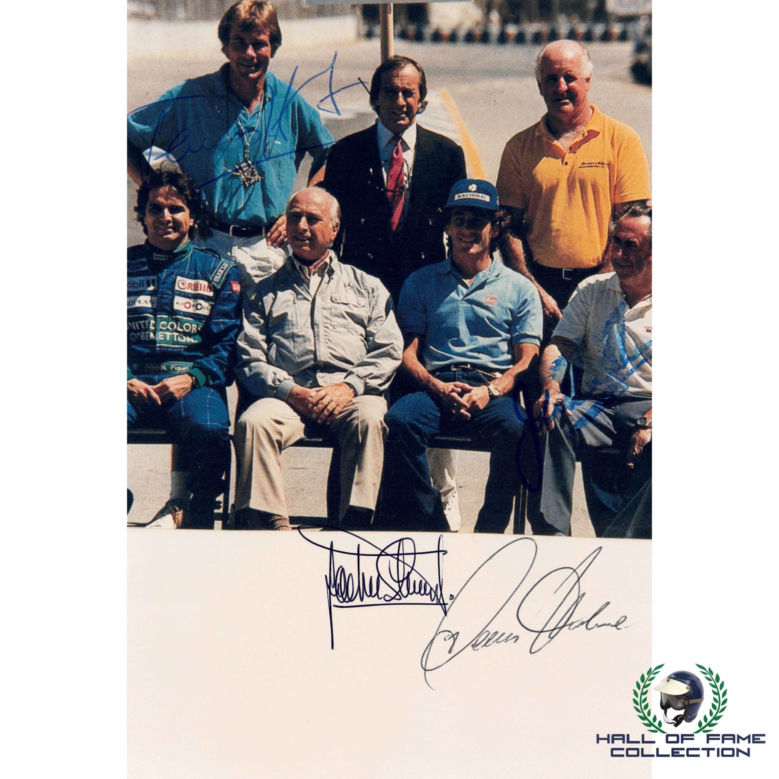 James Hunt Jackie Stewart Jack Brabham Denny Hulme Signed F1 Champions Photo